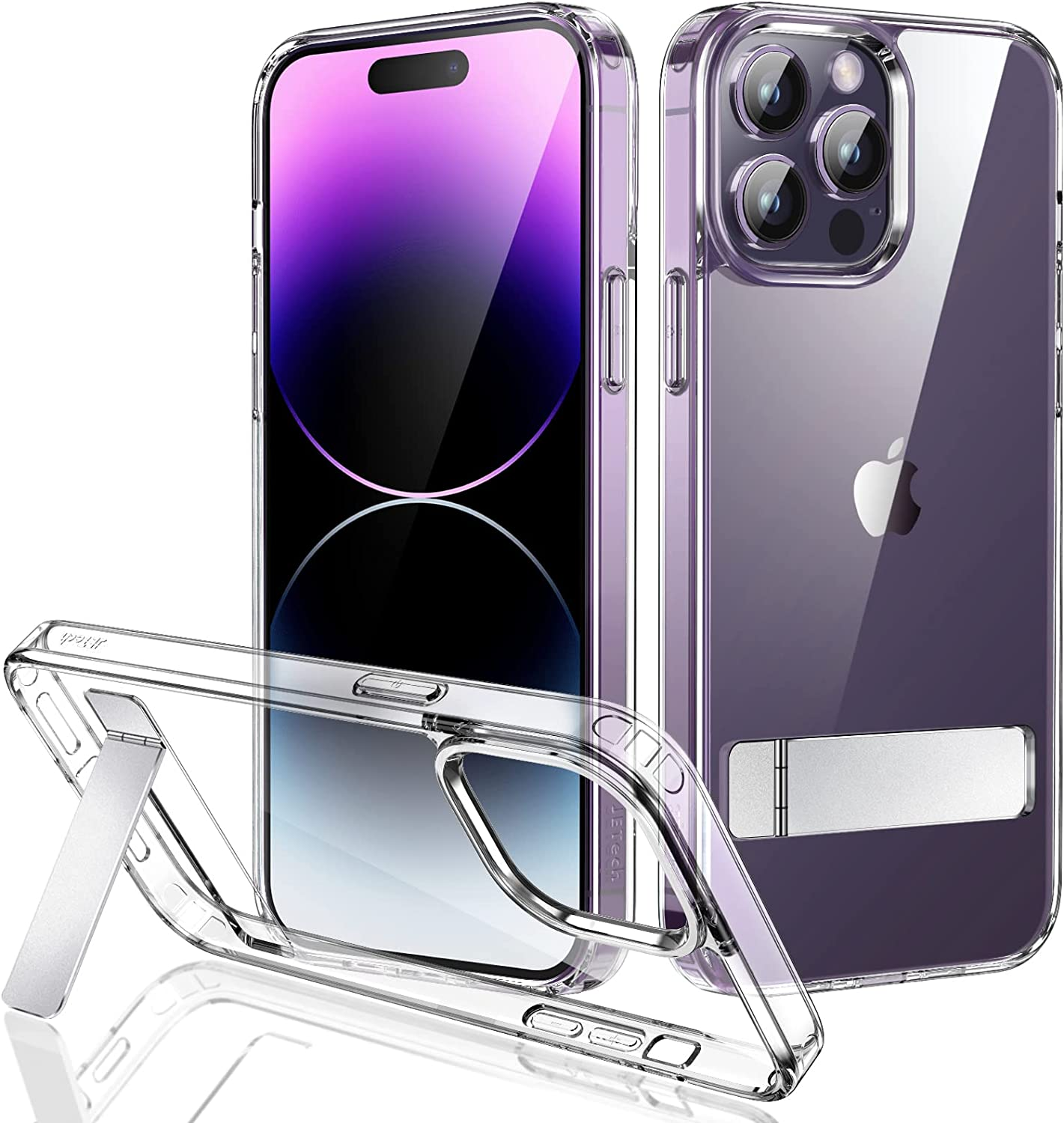 Jetech Kickstand Case for Iphone 14 Pro Max 6.7-Inch, Support Wireless Charging, Slim Shockproof Bumper Phone Cover, 3-Way Metal Stand (Clear) image number 6