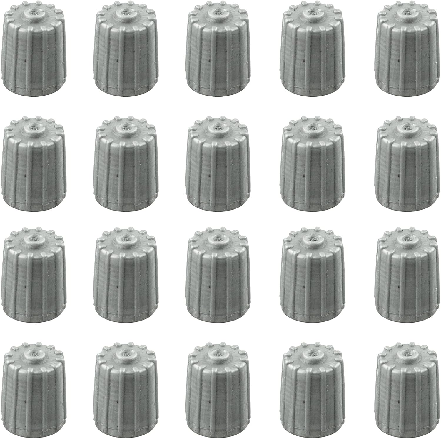 Tyre Valve Caps, Silver Grey Plastic, Universal for Cars, Suvs, Bicycles, Motorcycles, Trucks, 20 Packs