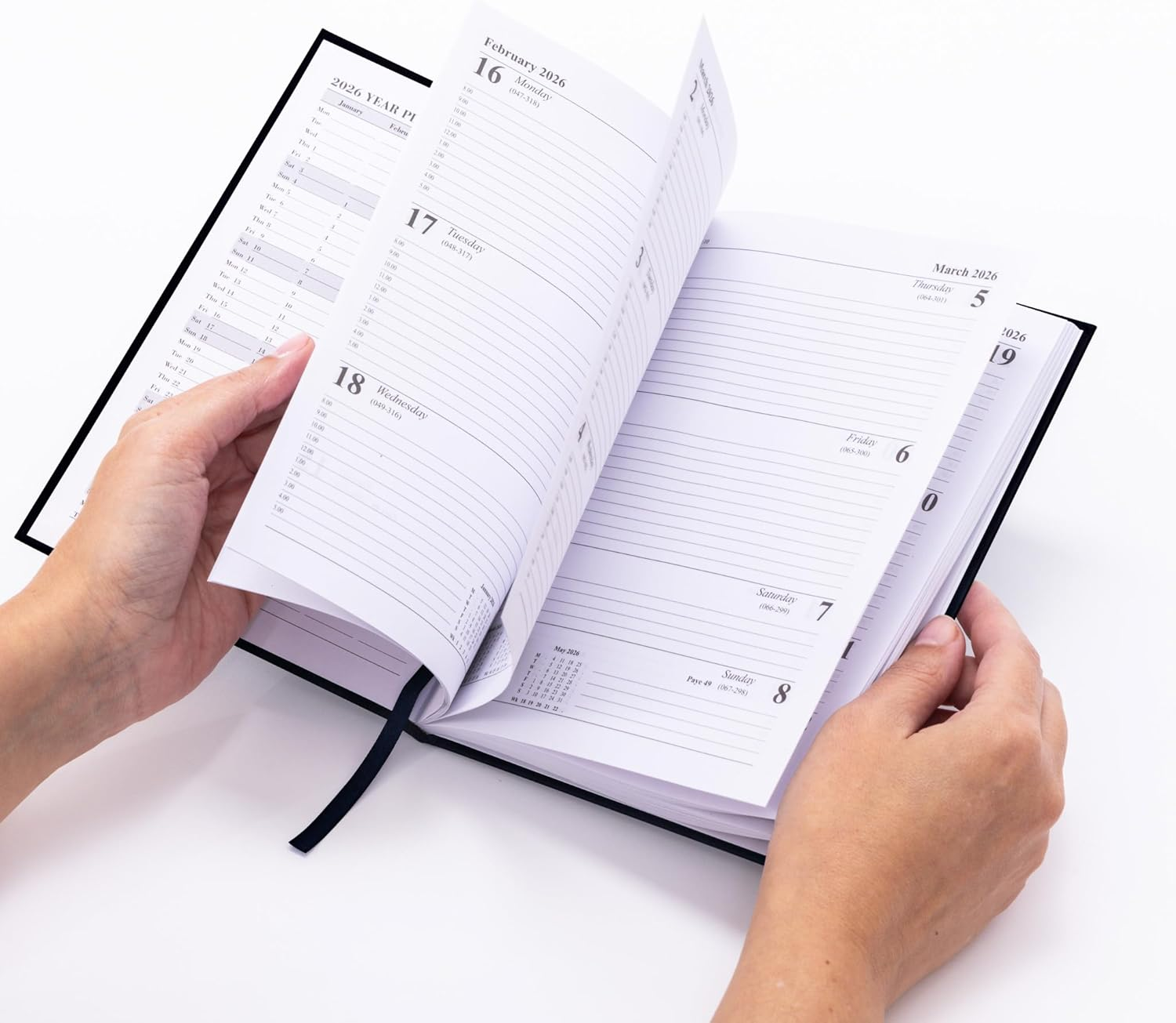 Evelay 2026 A5 Week to View Diary Full Year Planner Organiser Hardback Cover with Times (Black) - Grey image number 3