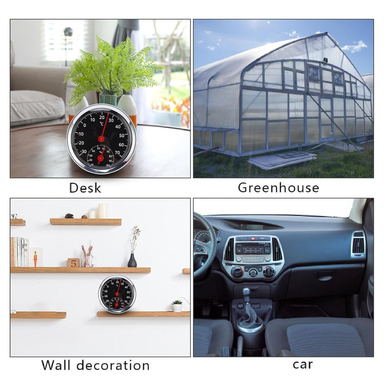 Digital Hygrometer Thermometer, Car Temperature Sensor Temperature Humidity Meter for Walls Tables Refrigerators Doors image number 2