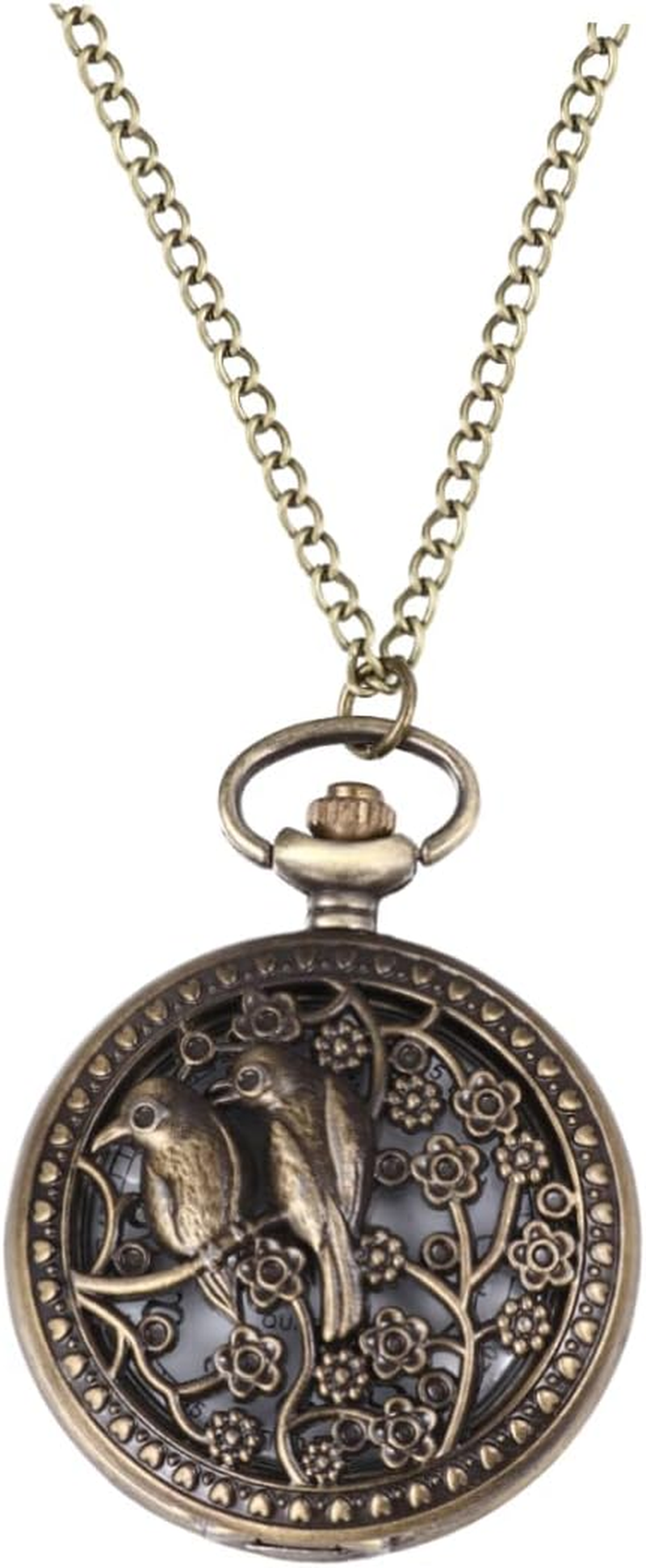 Gatuida 1Pc Retro Pocket Watch Zinc Alloy Hollowed-Out Quartz Watch Chain for Fashion Statement