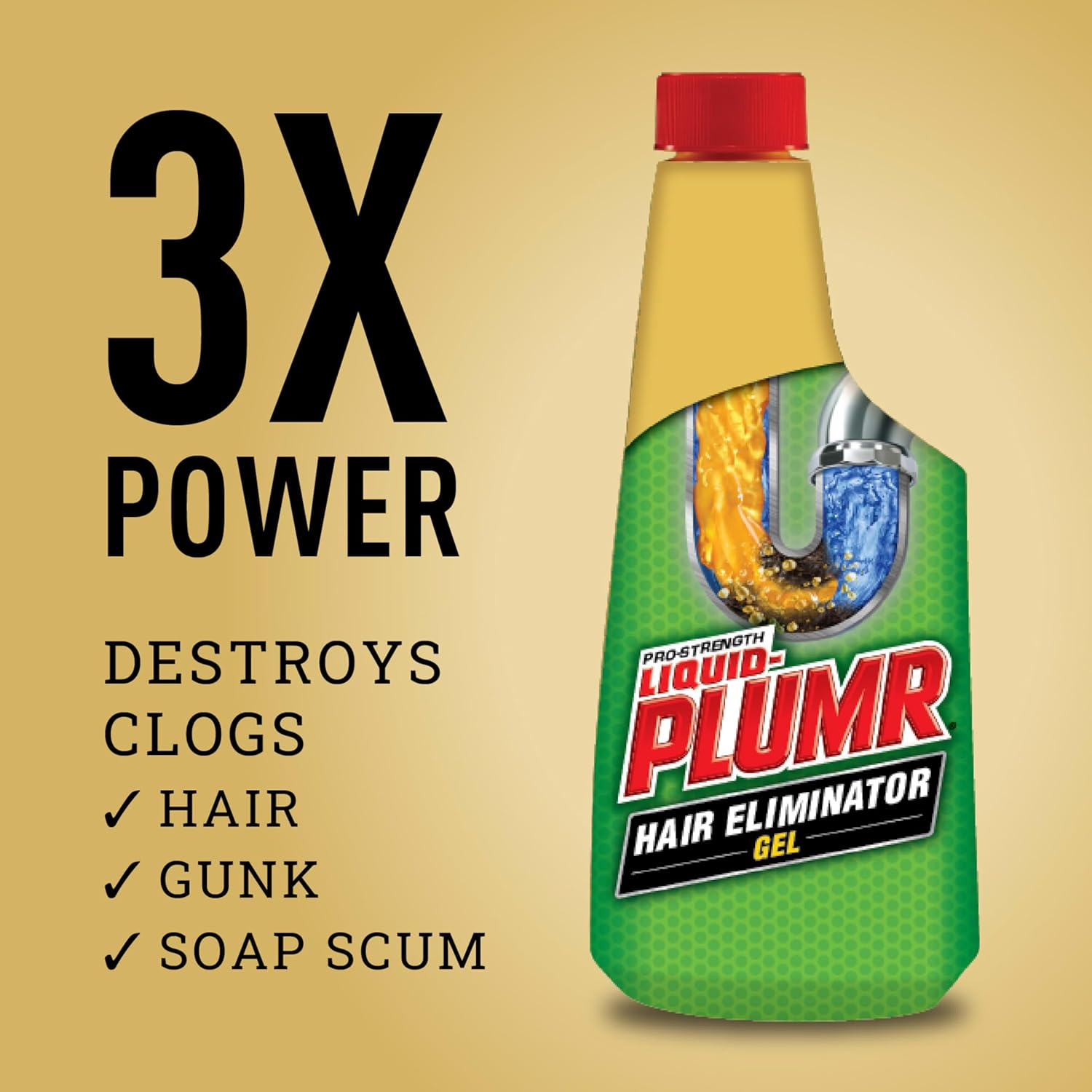 Liquid-Plumr Pro-Strength Drain Clog Destroyer plus Hair Clog Eliminator, Safe on All Pipes, 473Ml image number 4