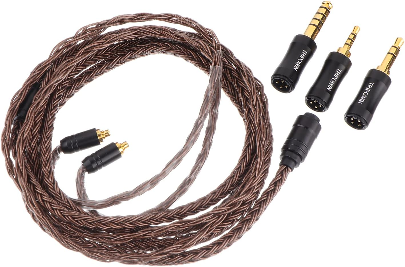 Linsoul Tripowin Amber 32AWG OFC Oxygen Free Cable Hifi IEM Cable with Interchangeable 2.5Mm/3.5Mm/4.4Mm Plug, PVC Sleeve Replacement Cable for Audiophile (Amber, MMCX) image number 3