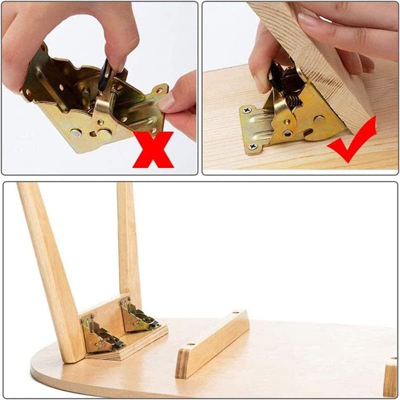 4 * 90 Degree Folding Table Leg Brackets Self Lock Foldable Hinge DIY Heavy Load, Cold Rolled Plate Construction, 2.68X2.48 Inch image number 1