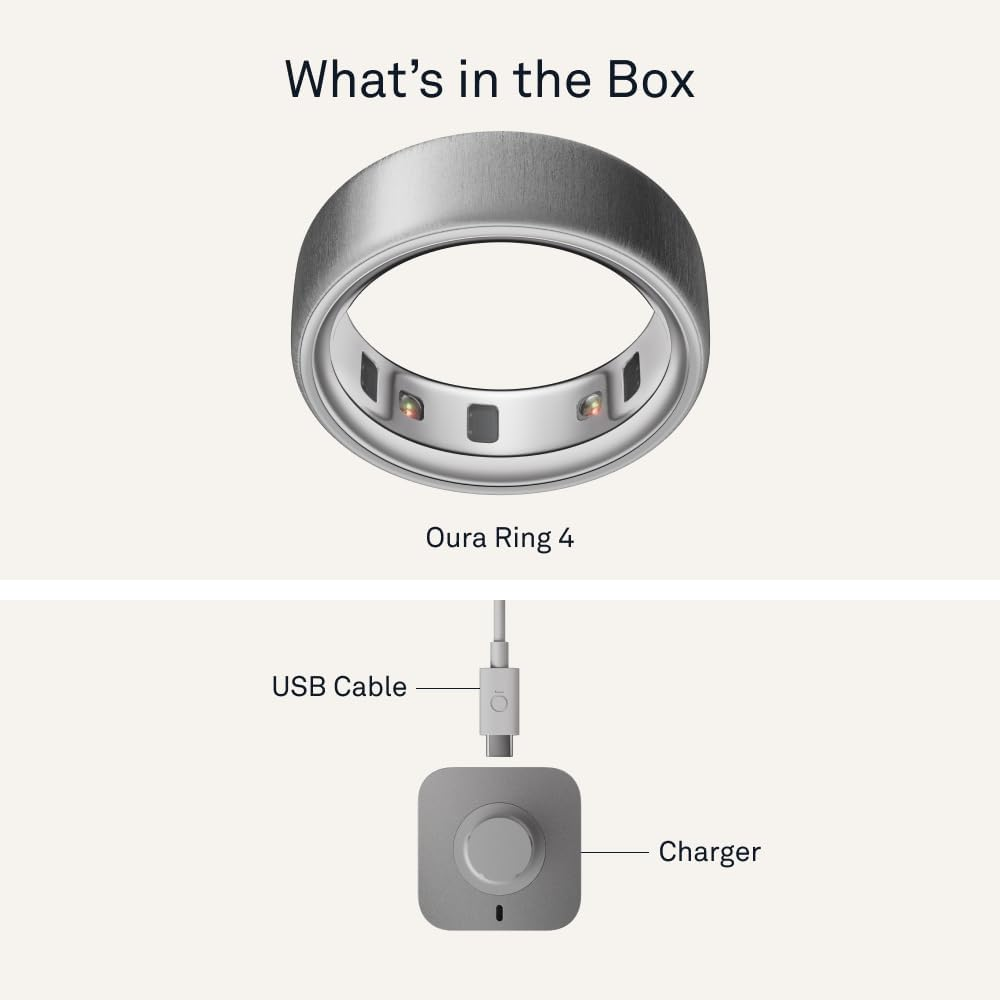 Oura Ring 4 - Brushed Silver - Size 10 - Smart Ring - Size First with Oura Ring 4 Sizing Kit - Sleep Tracking Wearable - Heart Rate - Fitness Tracker - up to 8 Days of Battery Life image number 3