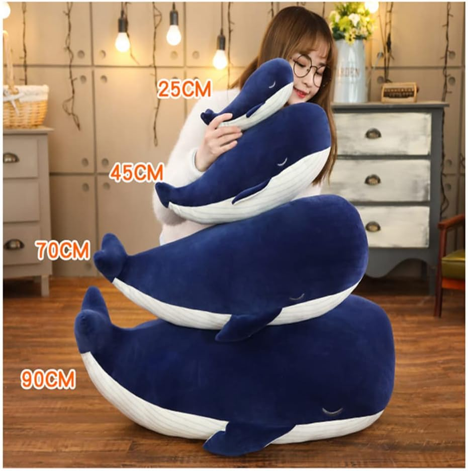 JPORSHU 10Inches Soft Simulation Big Blue Whale,Marine Life Dolphin Doll Plush Toy，Back Cushion Children Birthday Gift