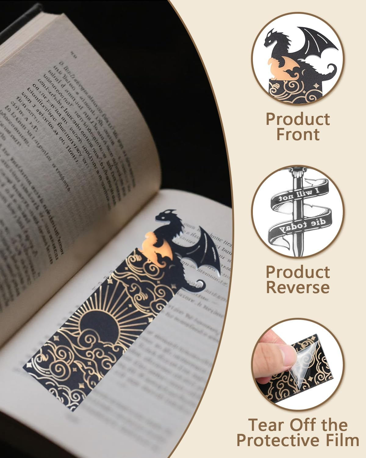 2PCS Fourth Wing Bookmark, Flying Dragon Bookmarks Reading Marks Books Cool Book Marks for Reading Men Women Book Accessories, Presents for Books Lovers (Style 1) image number 4