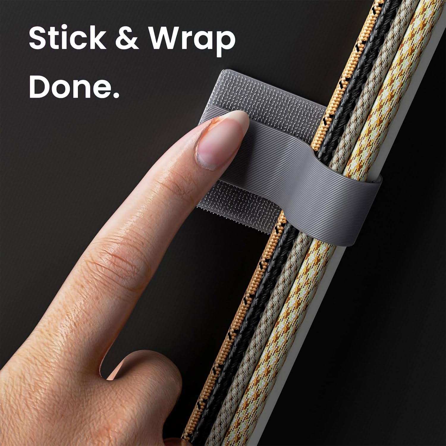 Lyvixora 40-Pack Self Adhesive Cable Ties - Reusable Cable Straps, Strong Sticky-Back Cable Management, Cable Clip for Charging Wires image number 1