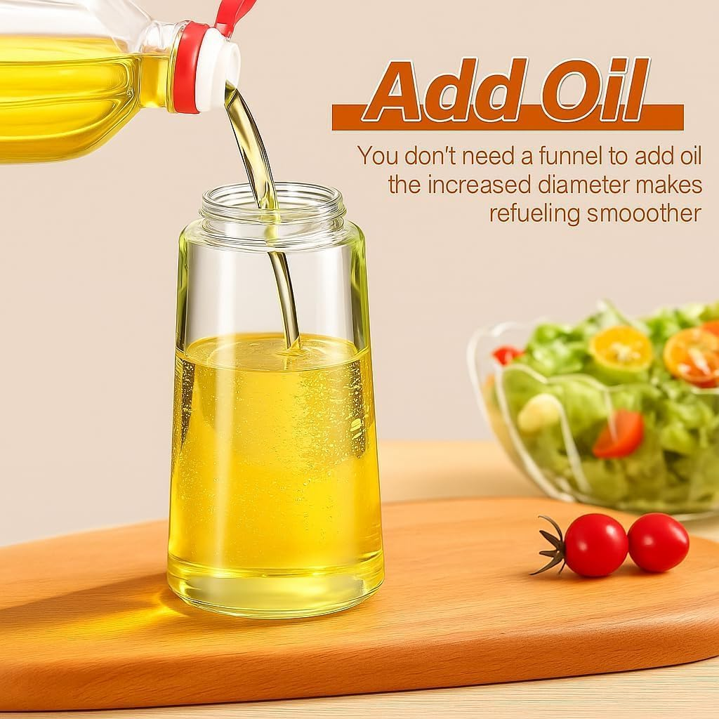 16Oz/470Ml Glass Olive Oil Sprayer for Cooking, 2 in 1 Olive Oil Dispenser Bottle for Kitchen, Premium Dark Green Glass Oil Bottle, Food-Grade Oil Mister for Air Fryer, BBQ image number 1