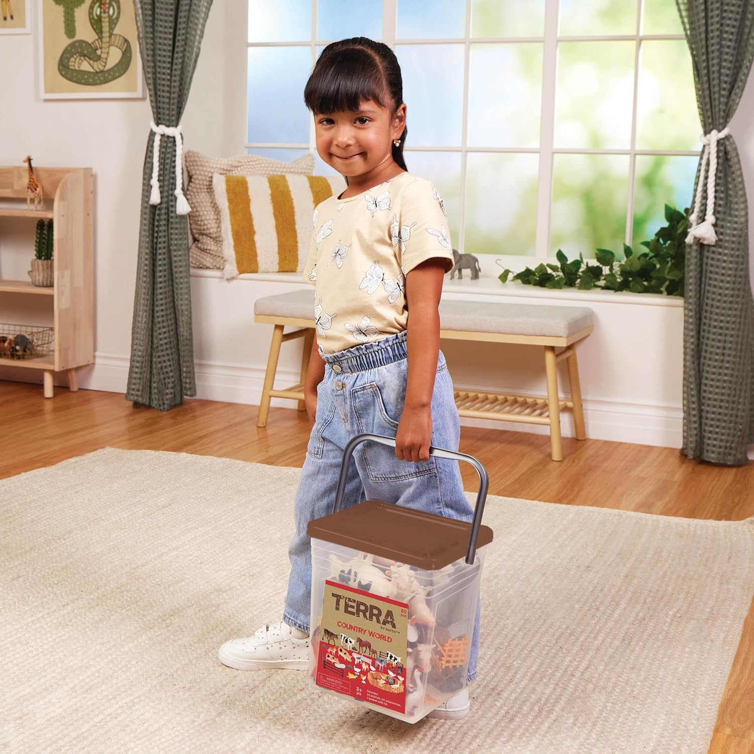 Terra by Battat &ndash; Farm Animal Figurines & Accessories &ndash; 60Pc Toy Animal Set for Kids &ndash; Miniature Farm Animals &ndash; Cows, Pigs, Bulls, Cats & More &ndash; 3 Years + &ndash; Country World image number 4