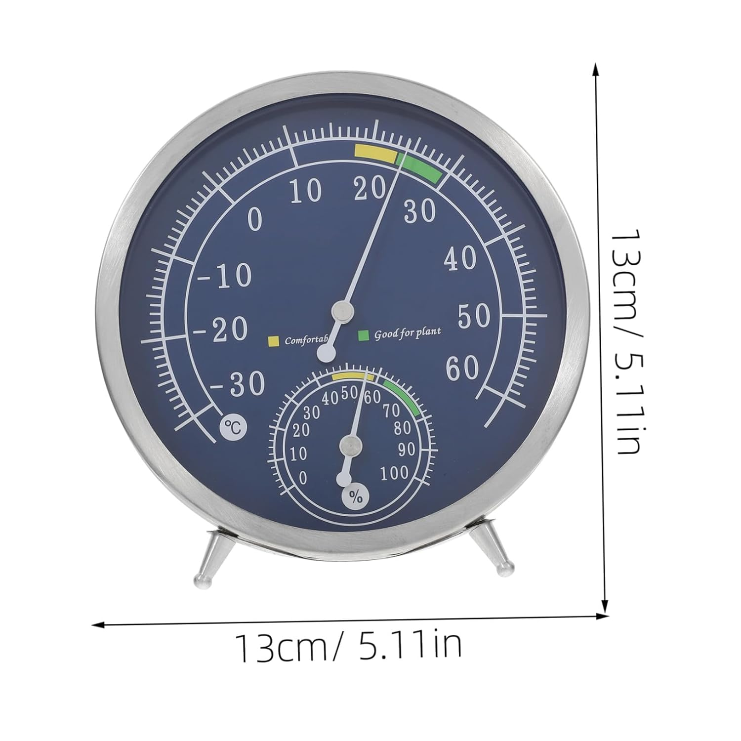 High Precision Stainless Steel Indoor Outdoor Thermometer Hygrometer with Pointer Type Display Temperature Humidity Gauge for Home Tabletop and Wall Mountable Sauna Accessories image number 4