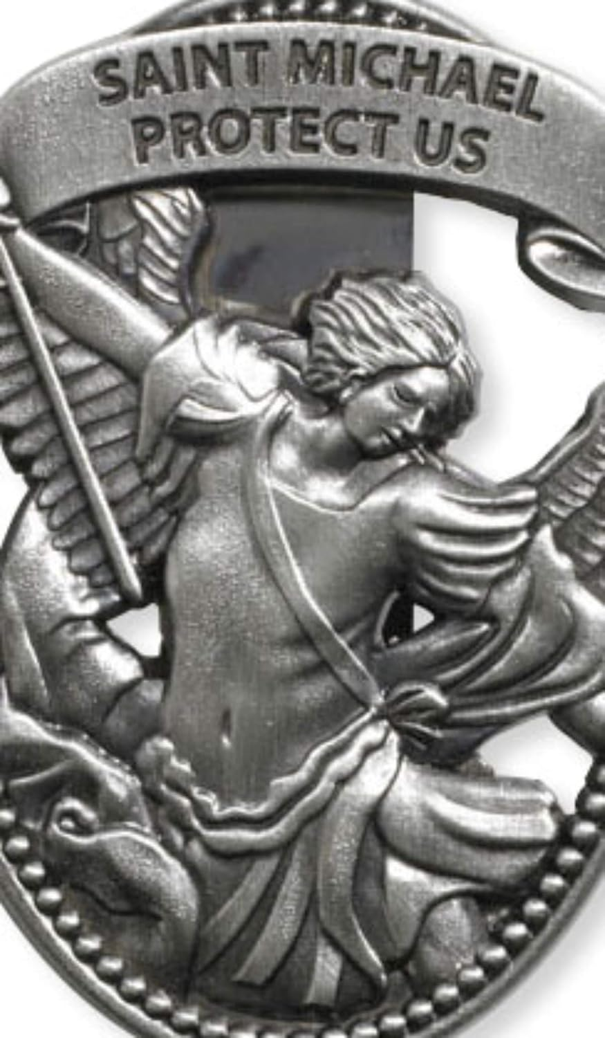 Archangel Saint Michael Protect Us 2 1/4 Zinc Alloy Visor Clip image number 3