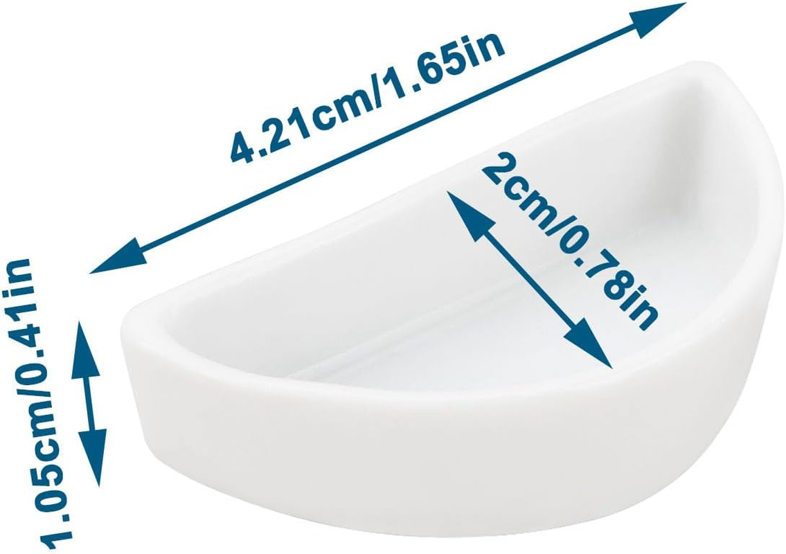 Ecsing 6PCS Hermit Crab Mini Ceramic Dish 4.21X2X1.05Cm Semicircle Shape Reptile Food Bowl for Spider Hermit Crab Tarantula Millipede White image number 1