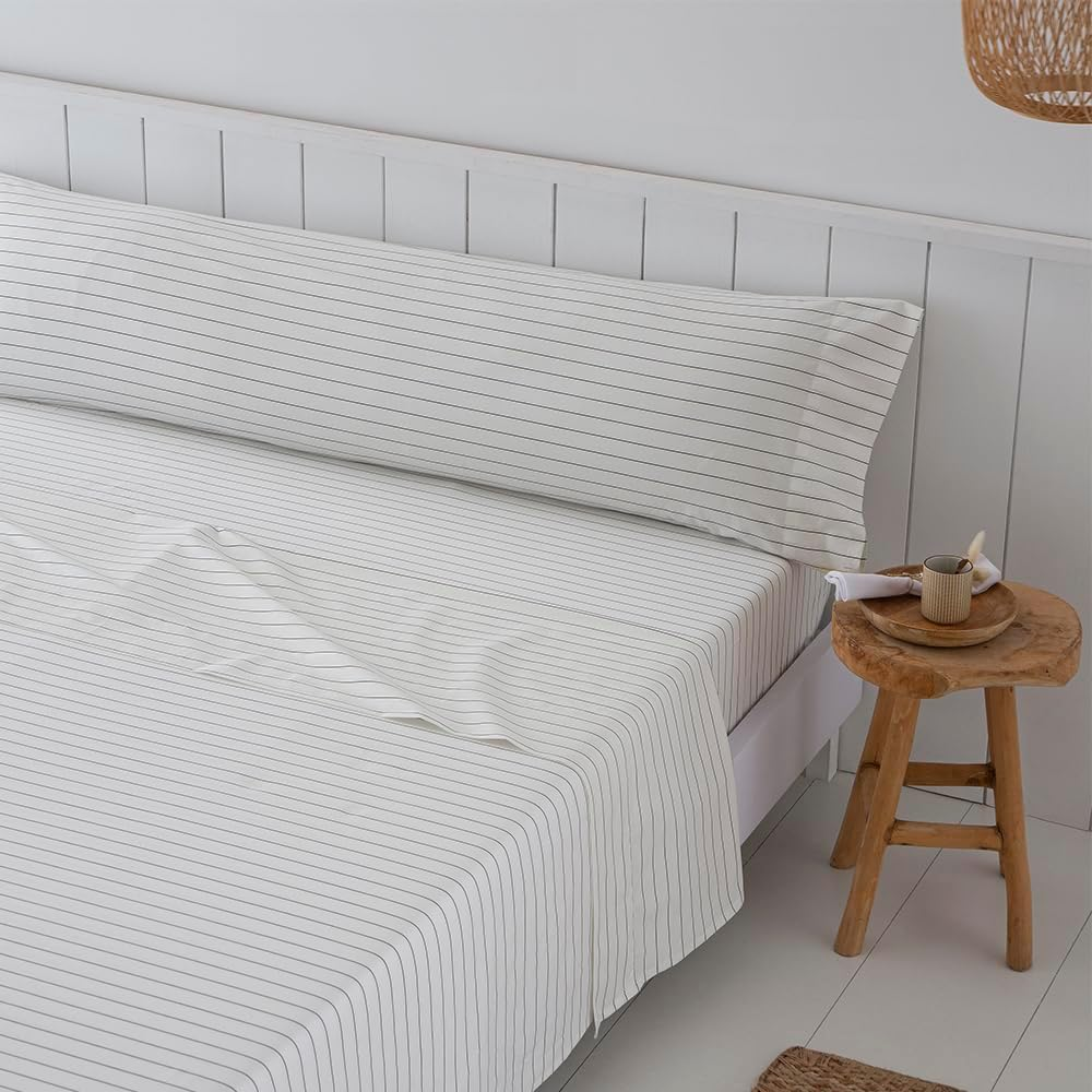 COTTON Artean Tula 200 Thread Count 100% Cotton 200 Thread Count Duvet Cover Set with Flat Sheet + 2 Pillowcases + Fitted Sheet, Light Beige image number 2