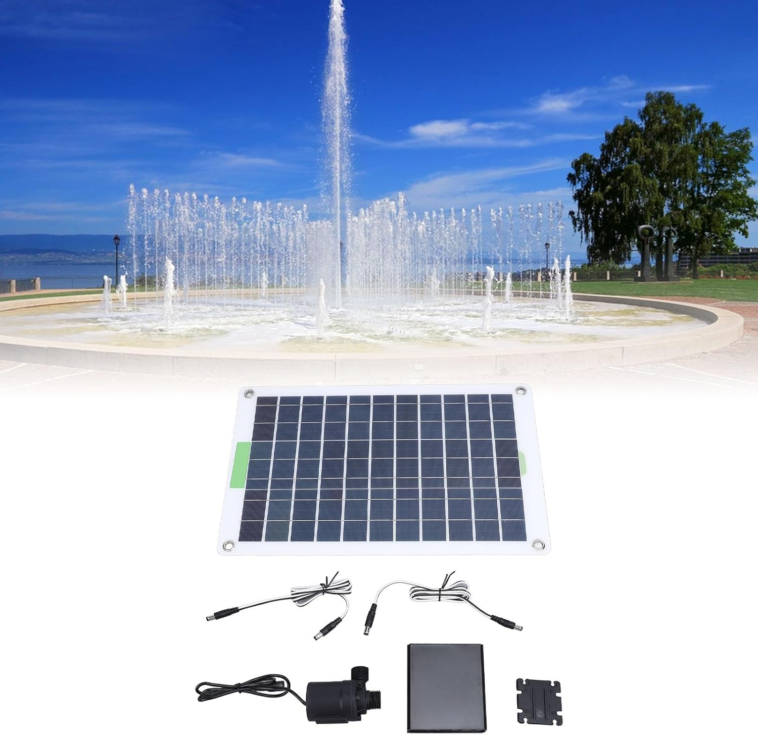 Sorandy Solar Pump, Professional 100W Monocrystalline Silicon 16.4FT Lift Solar Powered Water Fountain Pump with Energy Storage Box for Garden Pool, Fish Pond image number 6