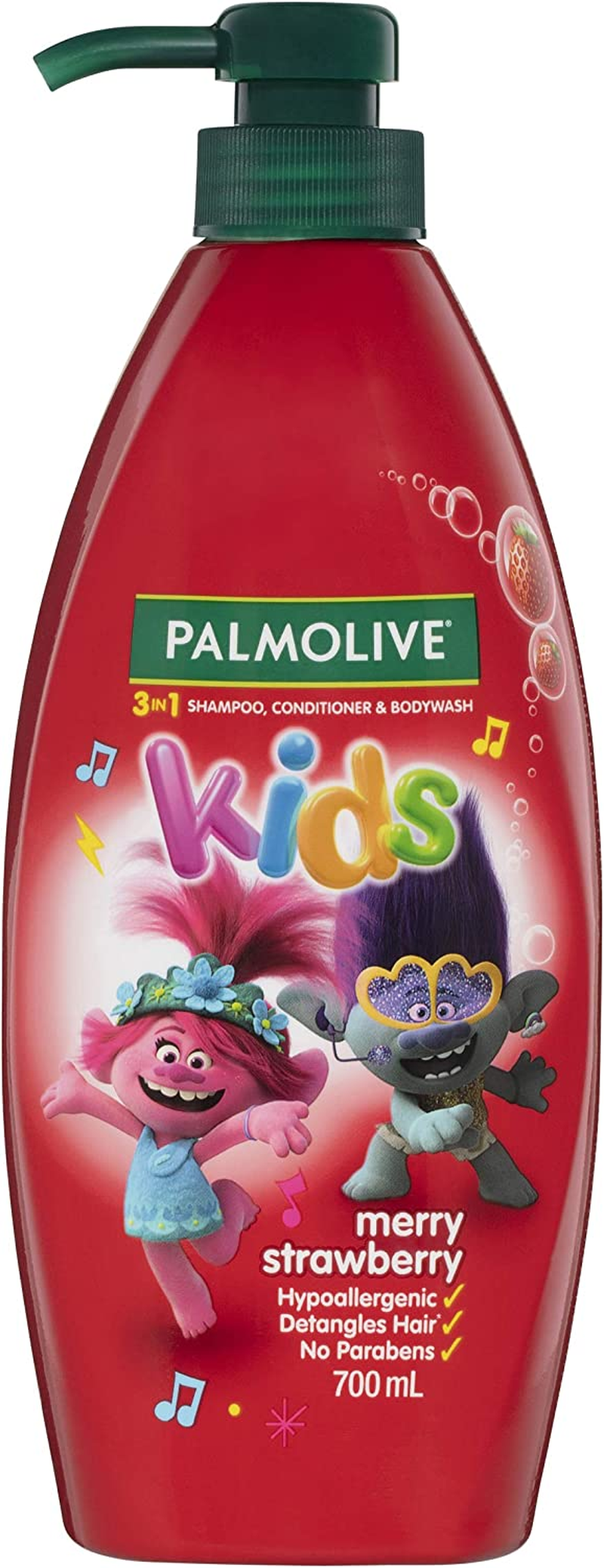 Palmolive Kids 3 in 1 Hair Shampoo, Conditioner and Body Wash 700Ml, Trolls Merry Strawberry, Hypoallergenic, Detangles Hair, No Parabens image number 5