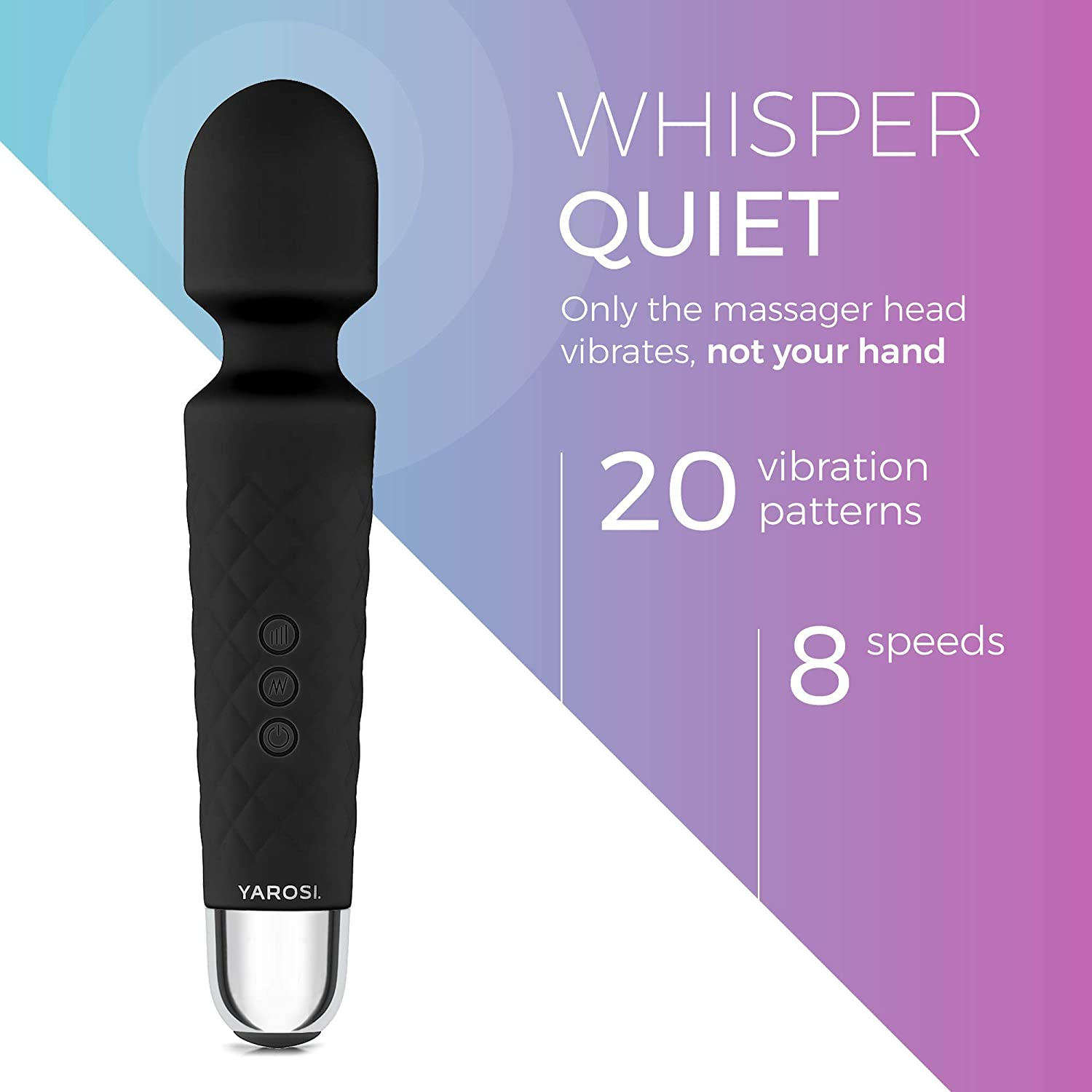 Cordless Therapeutic Massager by Yarosi - Strongest Therapeutic Vibrating Power - Best Rated for Travel Gift - Magic Stress Away - Perfect for Muscle Aches and Personal Sports Recovery - USB - Mini - Black - Purple image number 2