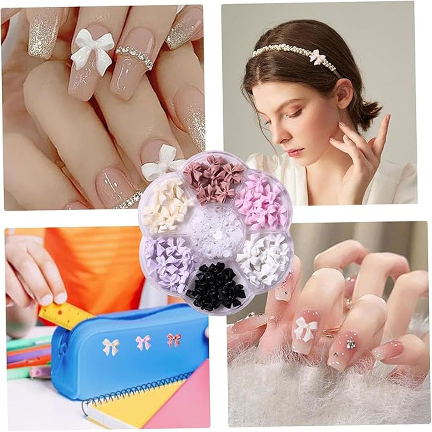 Bow-Knot Nail Stud Rhinestones,3D Bow Nail Charms, for Women Girl Nail Stones Design DIY Decoration Nail Art Rhinestones image number 3