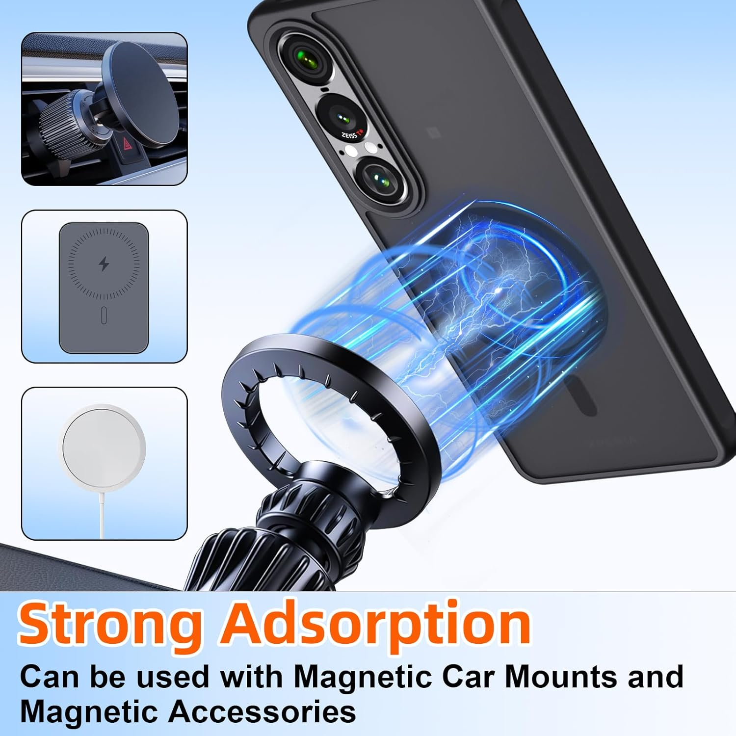 Vanrain Magnetic Case for Sony Xperia 1 VII Compatible with Magsafe, Mobile Phone Case, Shockproof, Scratch-Resistant, Matt, Translucent Back Mobile Phone Case, Black image number 1