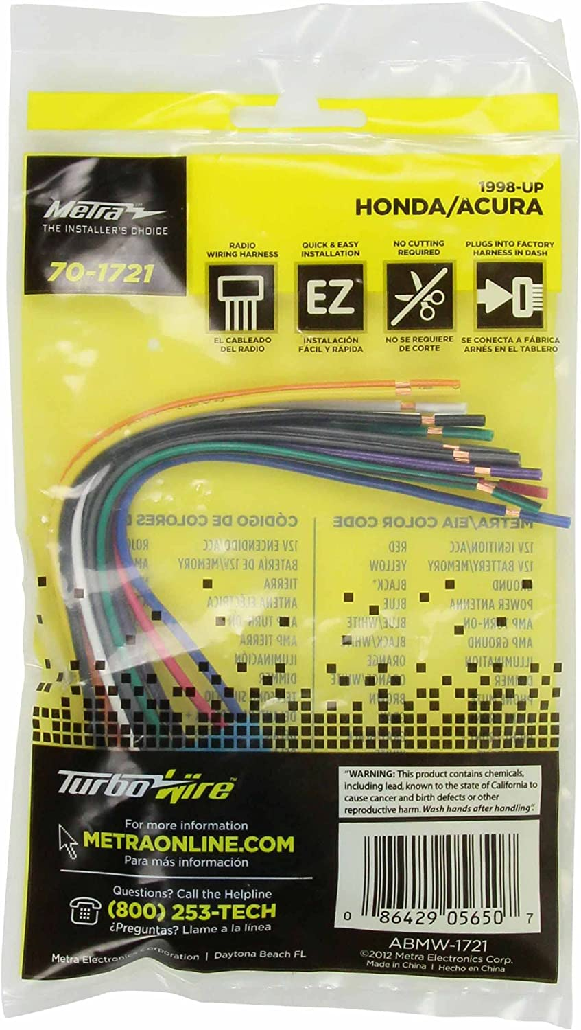 Metra 70-1721 Wiring Harness for 1998-2005 Acura/Suzuki/Honda Vehicles image number 1