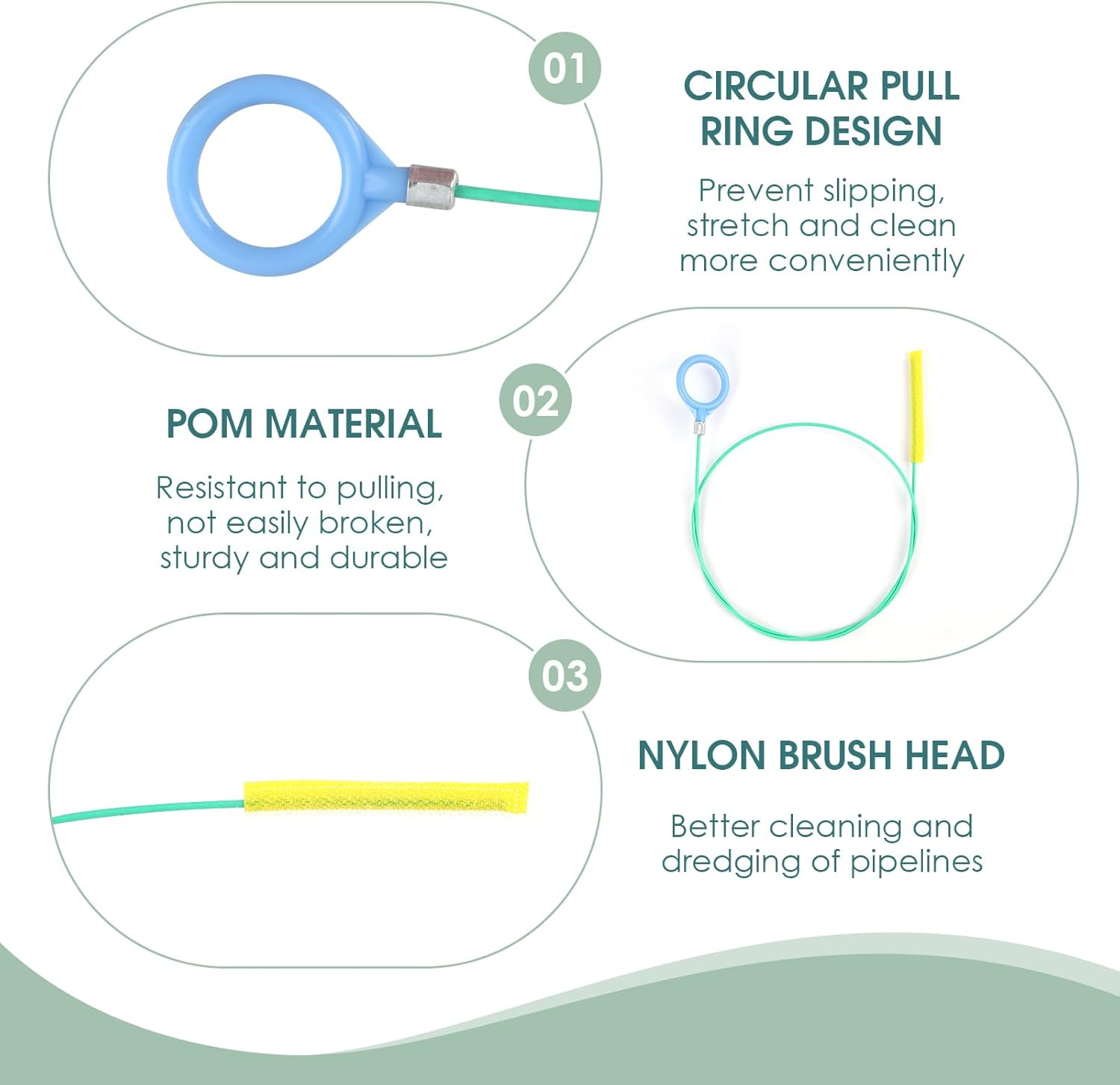 5 Pieces Drain Cleaner Spiral 90 Cm Anti-Break Steel Pipe Cleaner Spiral with Nylon Coating Drain Snake for Bathroom Kitchen Sink image number 5