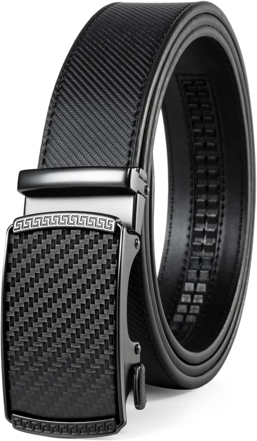 Belt for Men,Leather Ratchet Click Dress Belt with Automatic Slide Buckle Adjustable-35Mm Wide