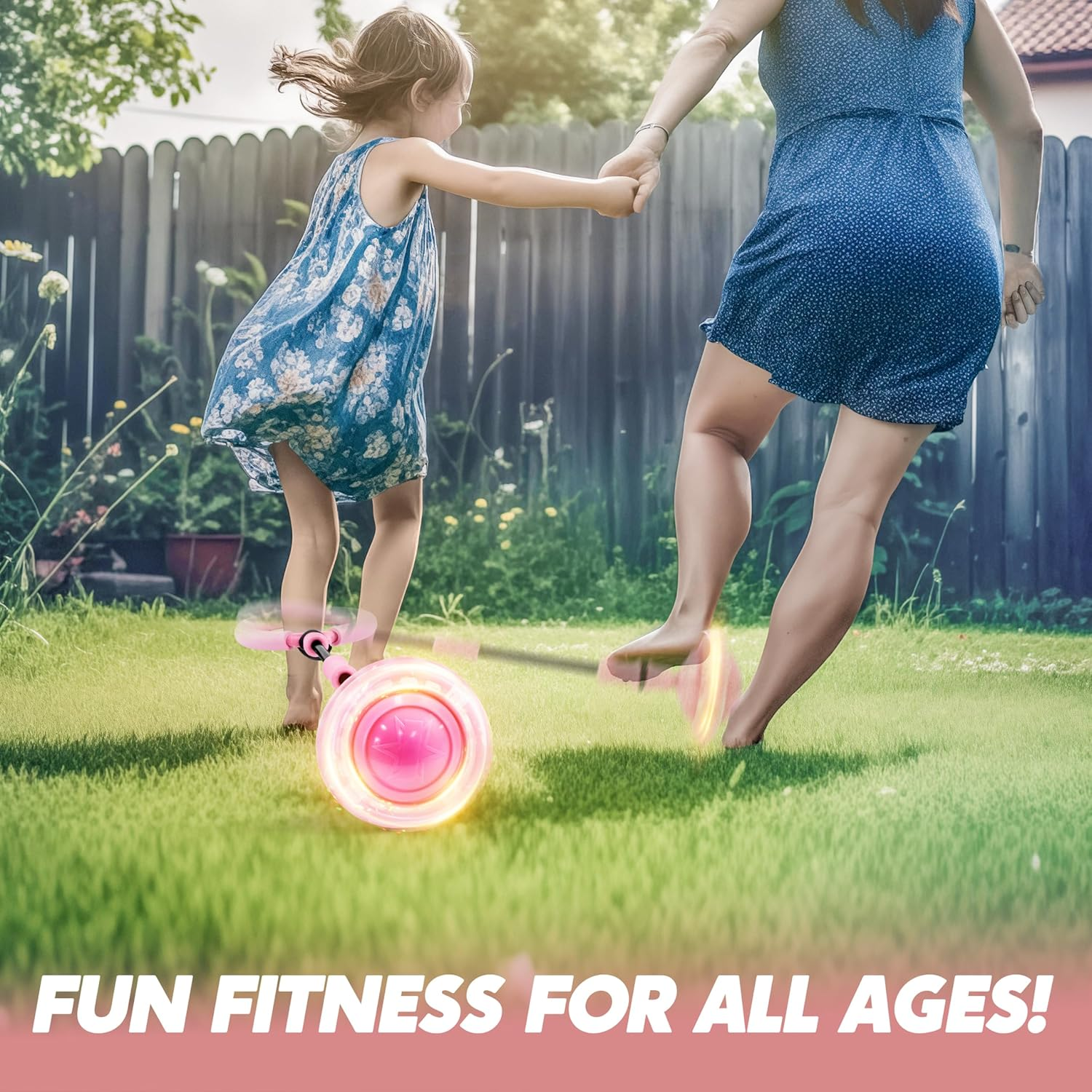 JOYIN Pink Ankle Skip Ball with Flashing Lights, Skip Toy for Kids Indoor & Outdoor, Flashing Swing Ball Foldable Sports Toy, Birthday Gifts Kids 3 4 5 + image number 5