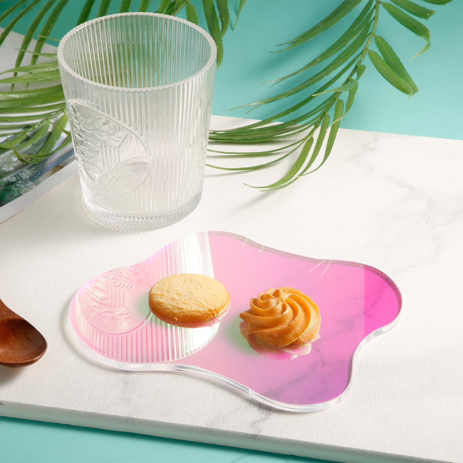 2Pcs Acrylic Irregular Coasters, Clear Colorful Cup Coaster for Drinks Creative Cloud Shape Decorative Plate for Tabletop Desk Dining Coffee Table Kitchen Bar Home Decor