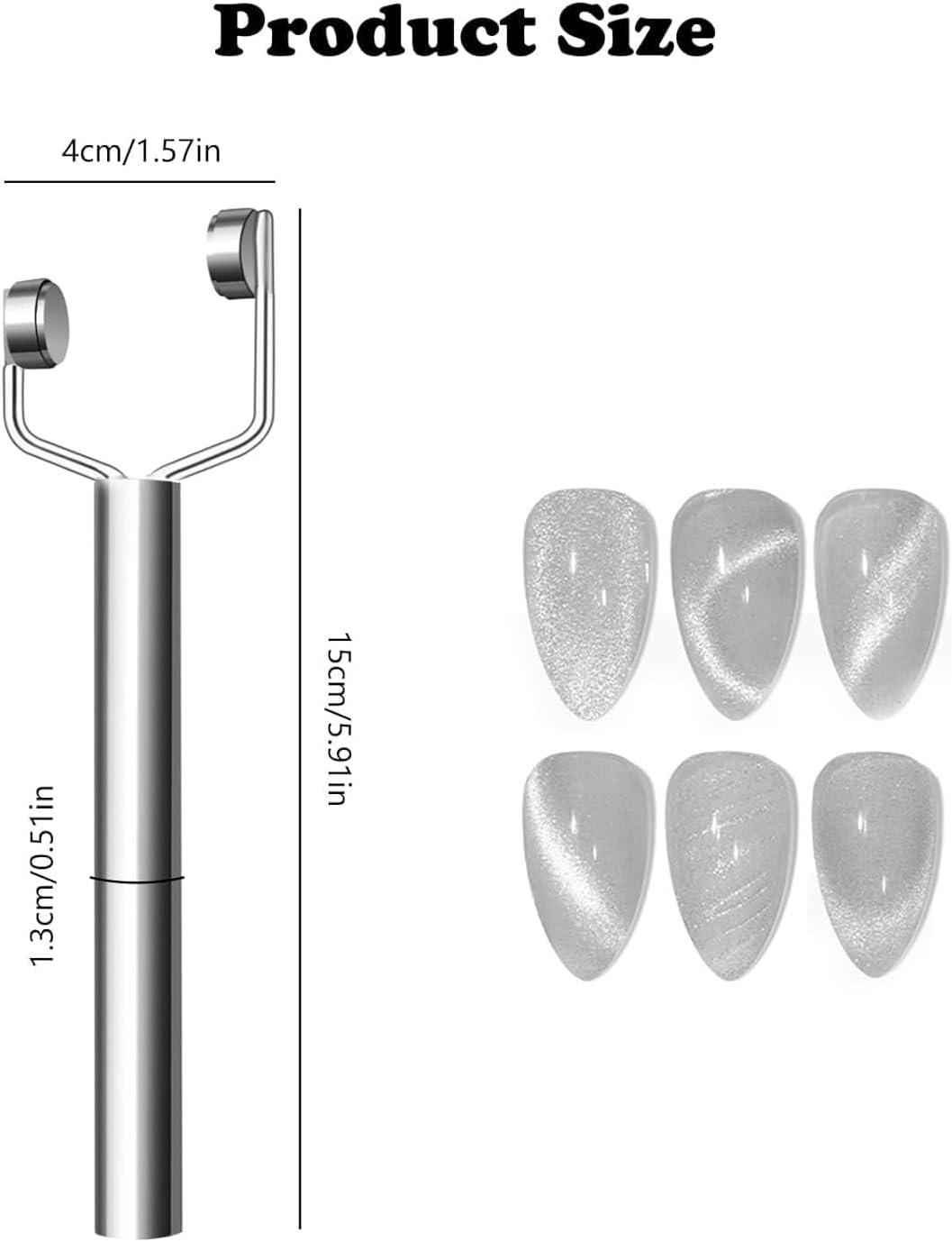 3-In-1 Y-Shaped Cat Eye Nail Magnet, Double Head Magnetic Gel Polish Tool with Powerful Force for Salon & Home, Portable Handheld Nail Art Design for Cat Eye & Glitter Polish, Professional Manicure Kit image number 6