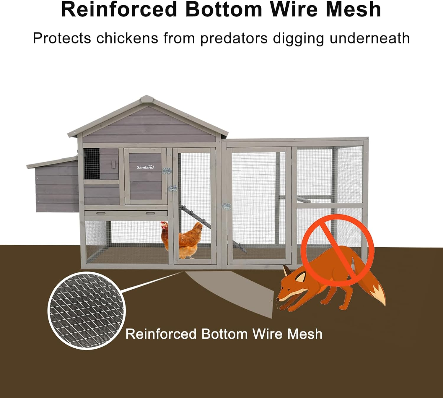 Wooden Outdoor Chicken Coop with Nesting Box, Large Run & Waterproof Roof image number 6