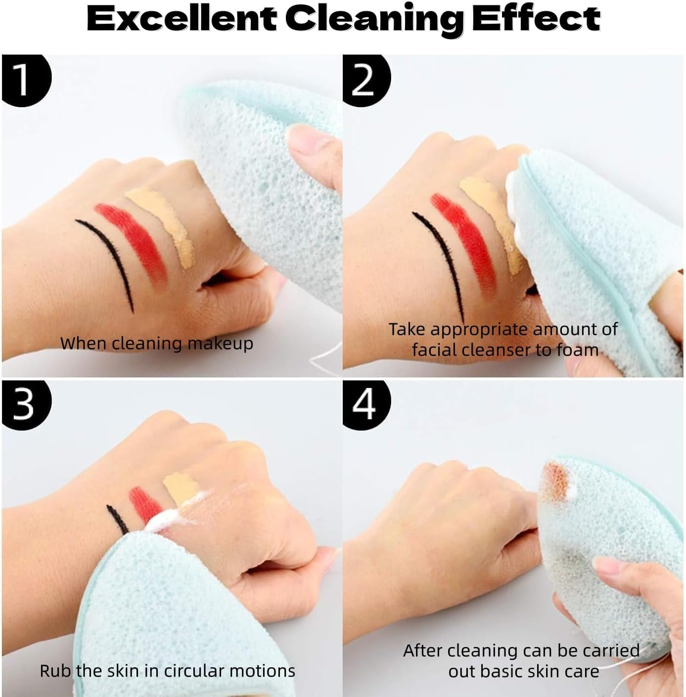 Kastetards 6 PCS Konjac Bathing Sponges, Face Sponges for Deep Pore Cleansing,Blackheads & Dead Skin Remover, Daily Face Cleansing Tool,Colorful Reusable Makeup Remover Exfoliating image number 5