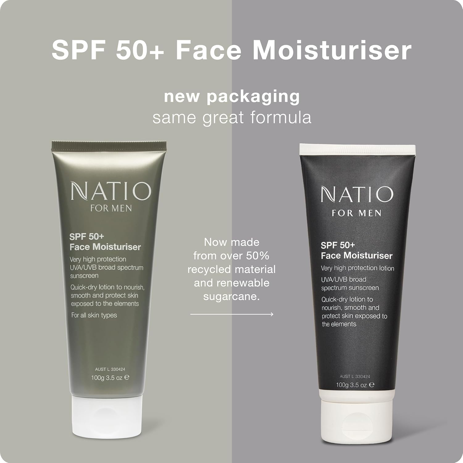 Natio Australia Natio Australia for Men SPF 50+ Face Moisturiser 100G - 2-In-1 Face Moisturiser & Sunscreen for Men - Broad Spectrum UVA/UVB Protection, Non-Greasy, Quick-Drying - Made in Australia image number 4