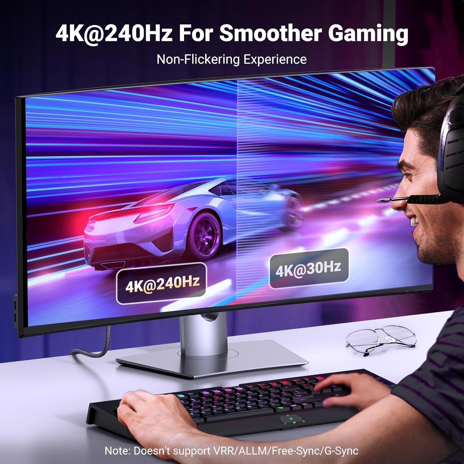 UGREEN Unidirectional Displayport to HDMI Cable 2M 8K@60Hz 4K@240Hz Active DP 1.4 Cord HDR, Dolby, HDCP2.3, Dsc1.2A, 32.4Gbps Braided Compatible with Monitor, Dell, HP, HDTV, AMD NVIDIA image number 4