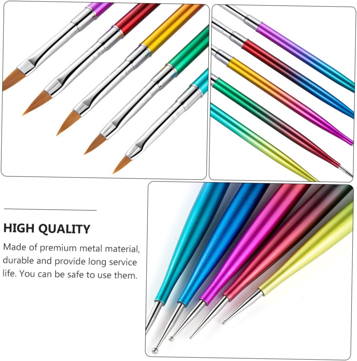 WEKADRIN 5Pcs Gradient Rod Uv Gel Pen Set Double-Ended Point Drill Nail Art Tool for Manicure Designs Lightweight Convenient Crafting