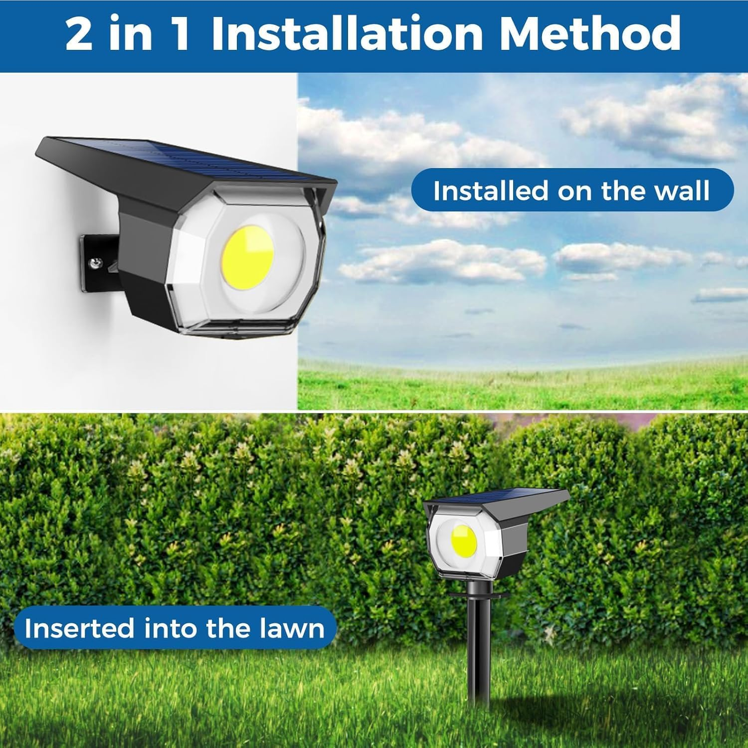 [4PK] Litogo Solar Spot Lights Outdoor, Solar Spotlights Outdoor Waterproof 2-In-1 Auto On/Off Solar Landscape Lighting for outside Yard Wall Garden Pathway
