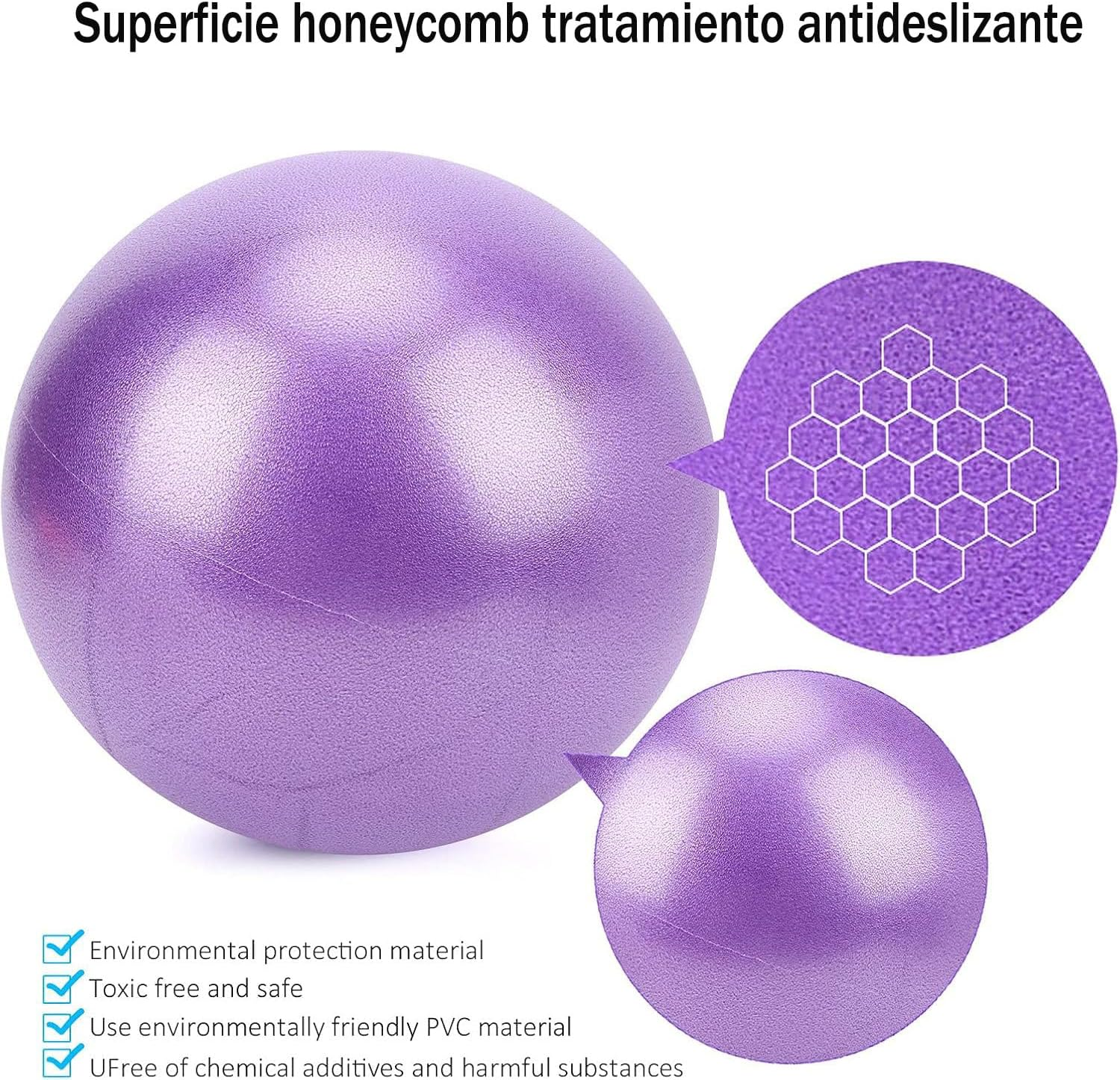 2 Pack Small Pilates Balls,25Cm Mini Yoga Ball,Exercise Ball,Stability Exercise Training Gym anti Burst and Slip Resistant Balls,For Abdominal Workouts, Core Strengthening(Blue, Purple) image number 6