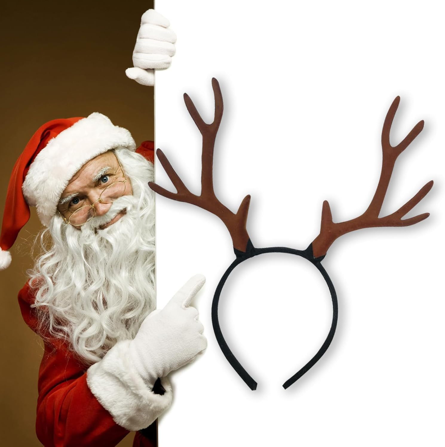 AGDGV Reindeer Antlers Headband - Elk Deer Horn Headband - Soft Brown Fabric Antler Headband(10.24X11.42 Inches), Cosplay Horns Headpiece Christmas Reindeer Headbands image number 3