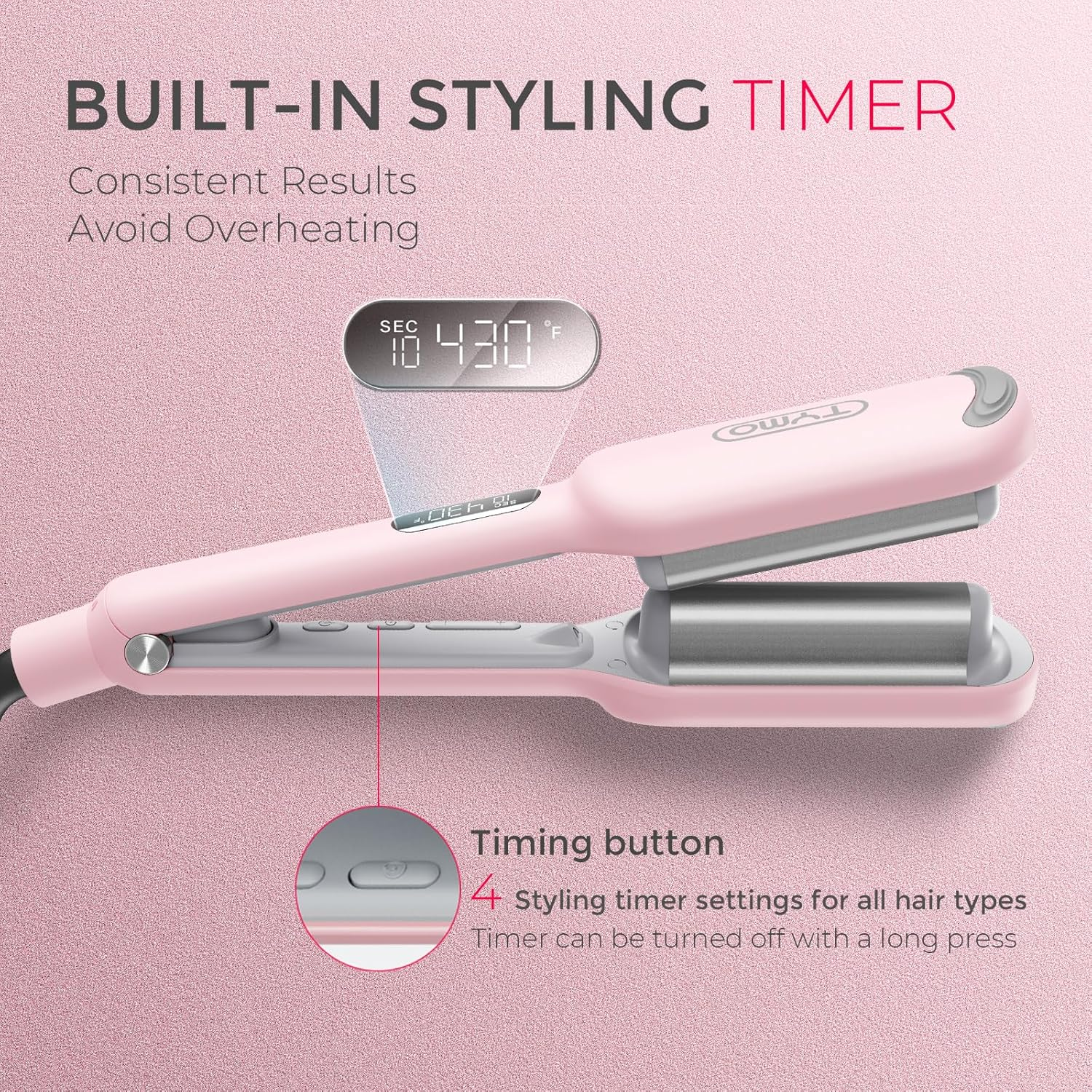 TYMO Hair Crimper Waver Hair Tool - Deep Waver Curling Iron, Ionic Beach Waves Curling Wand with Ceramic Tourmaline Barrel for Women, Anti-Scald, Quick & Easy, Dual Voltage, TYMO ROVY image number 5