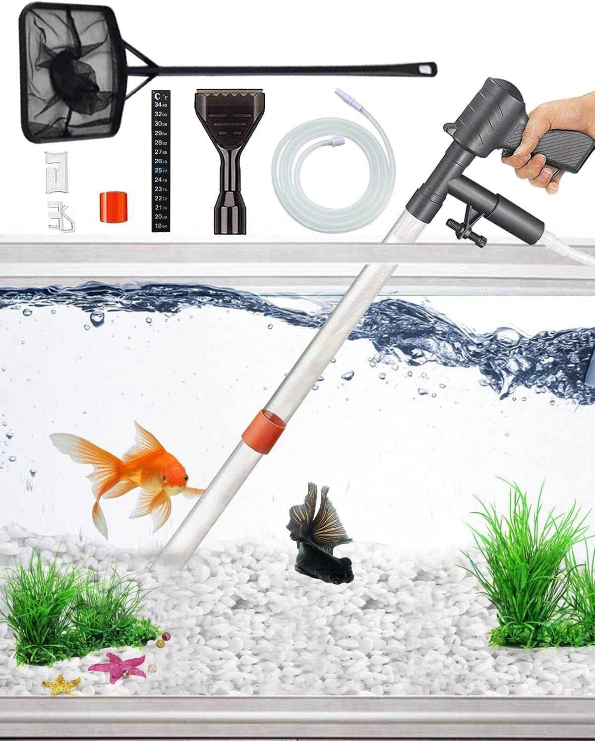 NUZAMAS Fish Tank Aquarium Gravel Cleaner Fish Tank Siphon Vacuum Cleaner Aquarium Water Changer Quick Water Changer Fish Tank Sand Vacuum Cleaner Kit image number 5