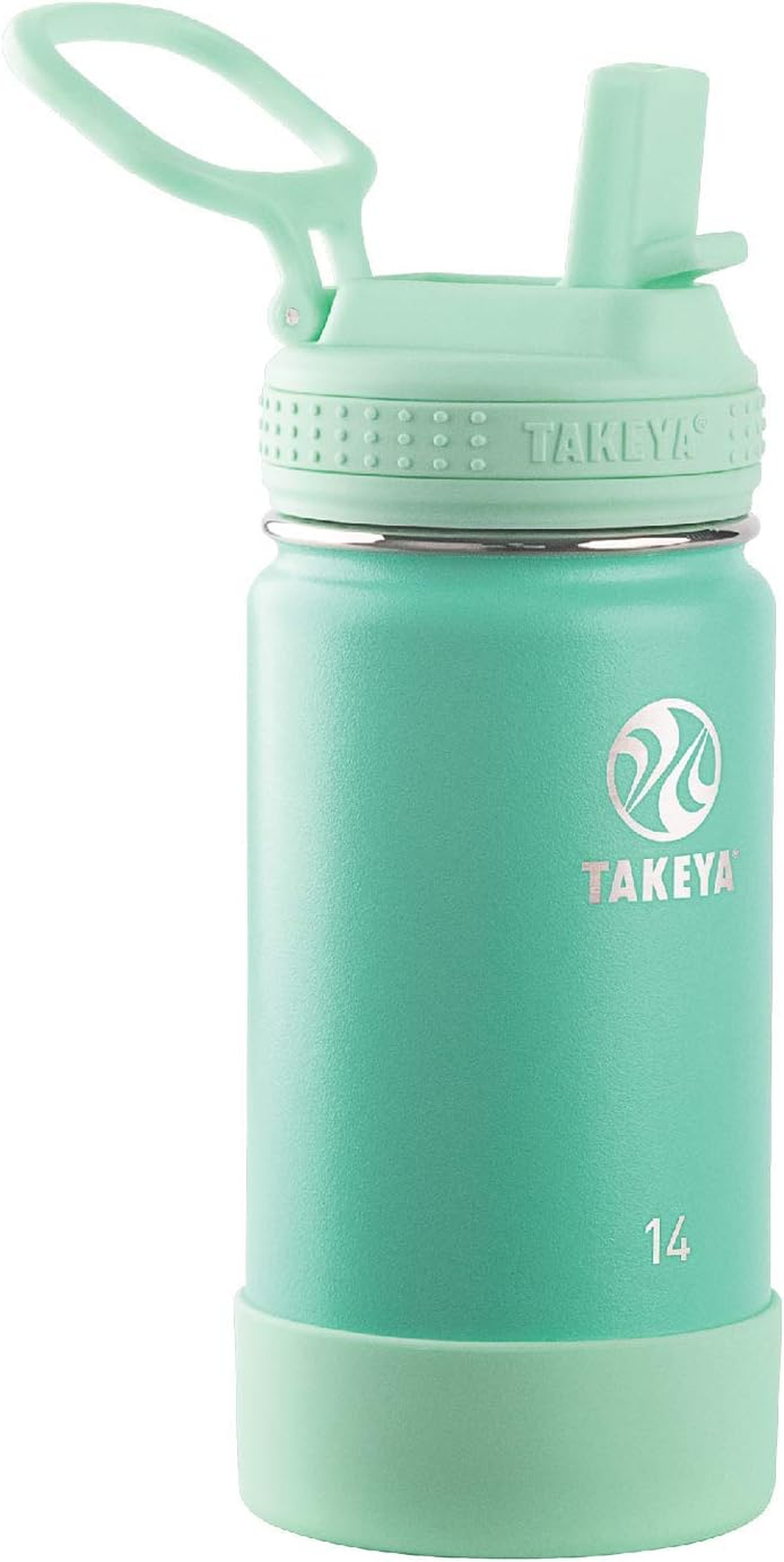 Takeya 885395503141 Actives Kids Insulated Stainless Steel Bottle, Straw Lid Sail Blue/Atlantic 14Oz