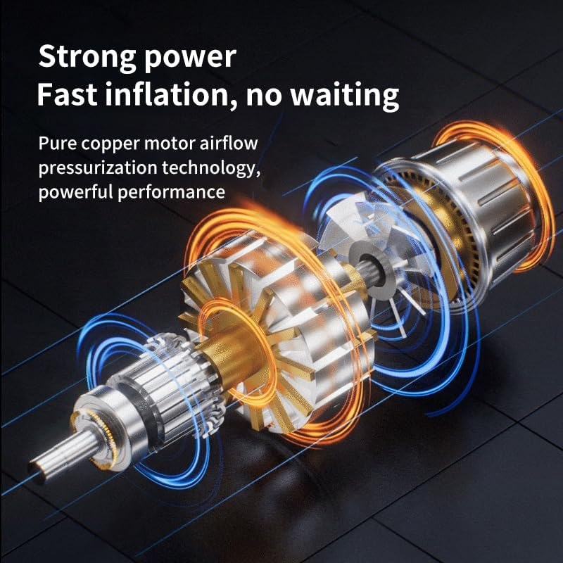 Car Tyre Inflator Air Compressor Portable Air Pump with Digital Display Dual-Dian Main Wireless Charging Model 150PSI Electric Tyre Pump with Auto Shutoff for Car, Motorcycle, Bike, Ball image number 1