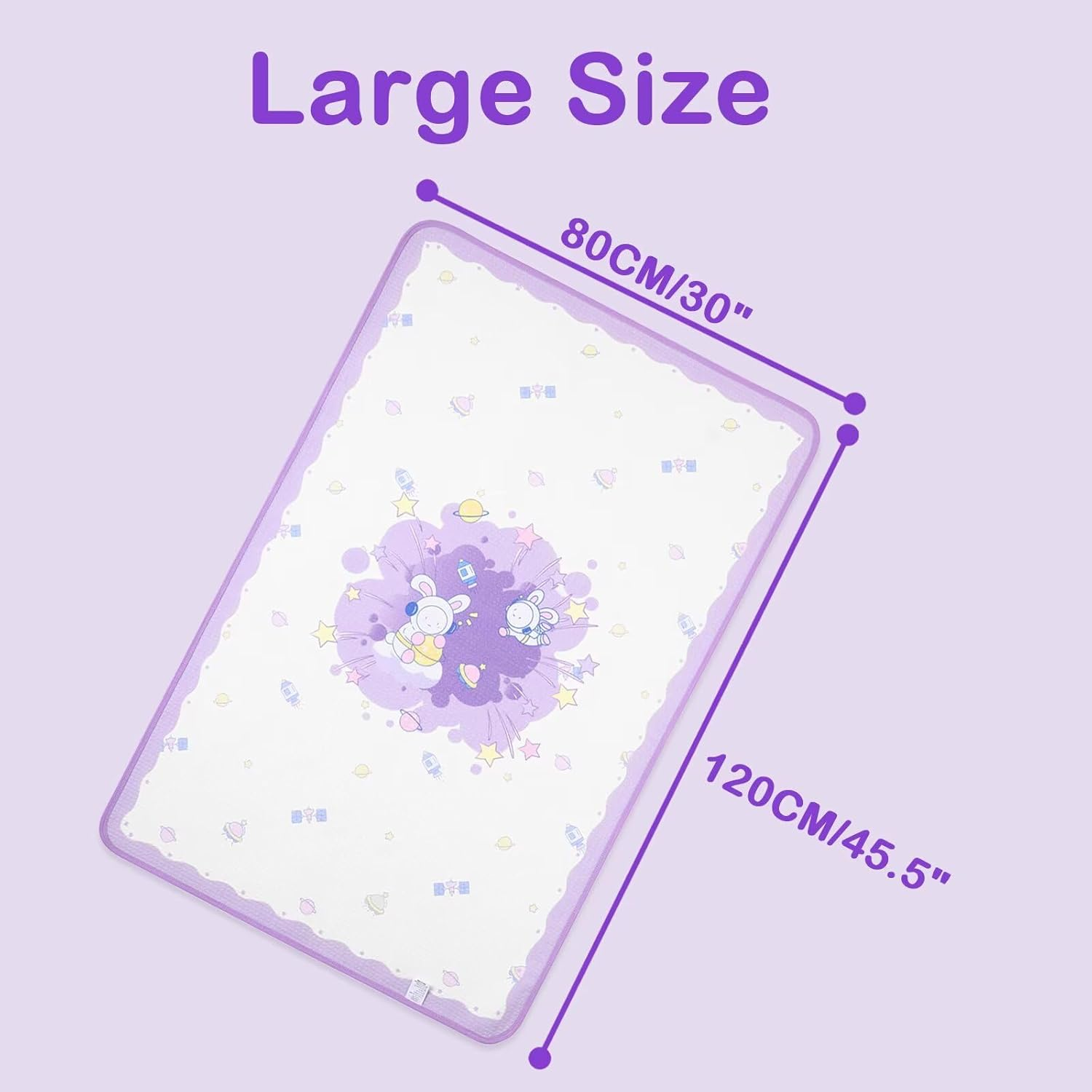 Landofgenie Oversized Waterproof Changing Mat 80 X 120 Cm Washable Reusable Changing Mat - Bunny image number 1