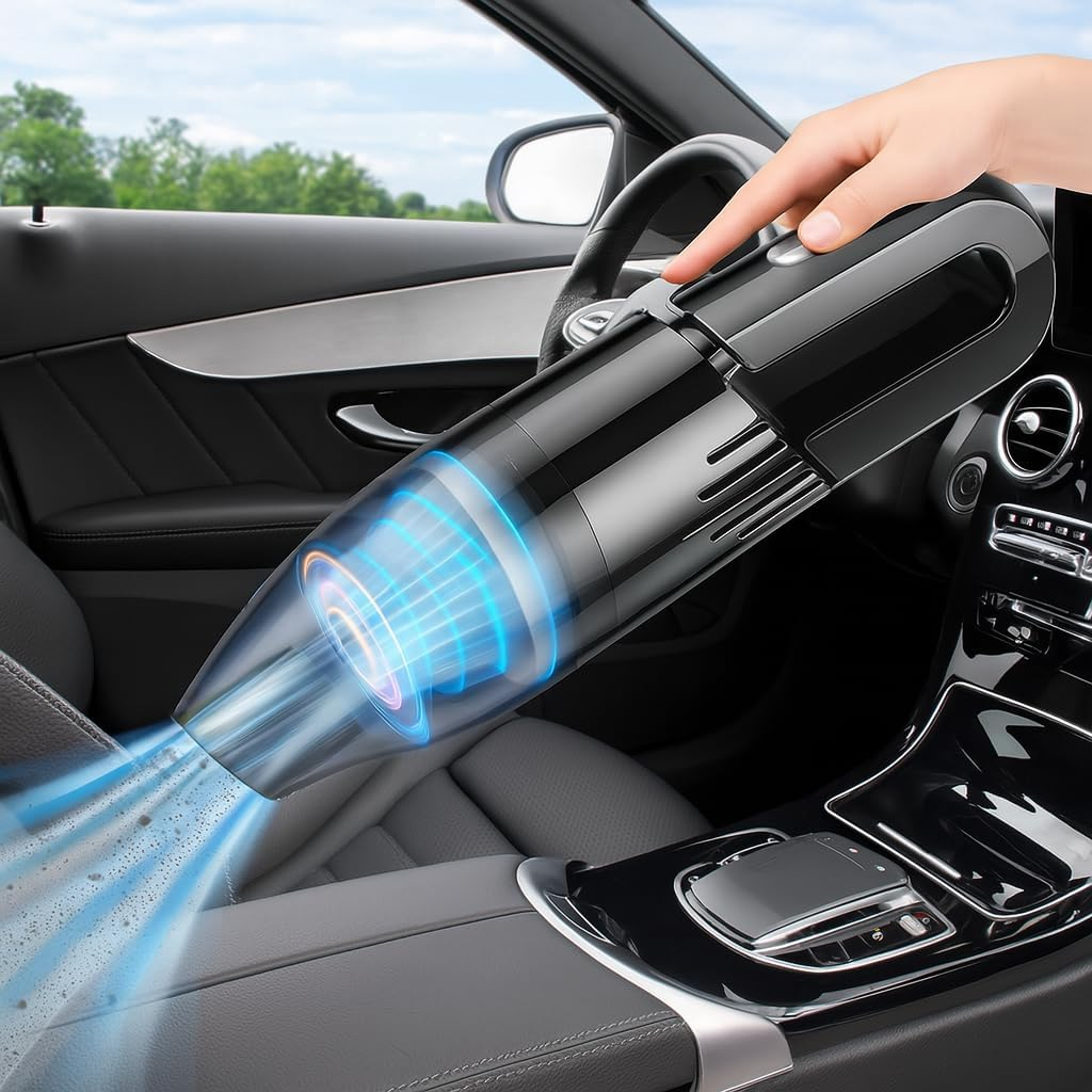 Portable Car Vacuum Cleaner &ndash; 120W High-Power, USB Rechargeable Handheld Vacuum with 0.5L Dust Capacity, Dual 2000Mah Battery, 18 Min Runtime &ndash; Mini Vacuum for Car, Home, Office. image number 3