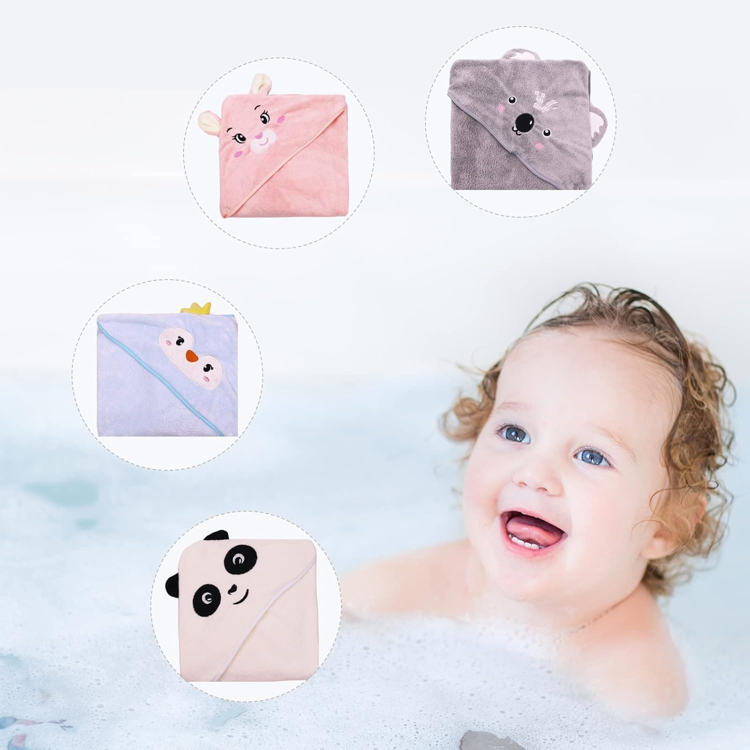 Baby Towels with Hood Ultra Soft Hooded Baby Towels Newborn, Unique Animal Design Baby Bath Towel for Boy and Girl, Koala, 80.00 X 80.00 Cms image number 4