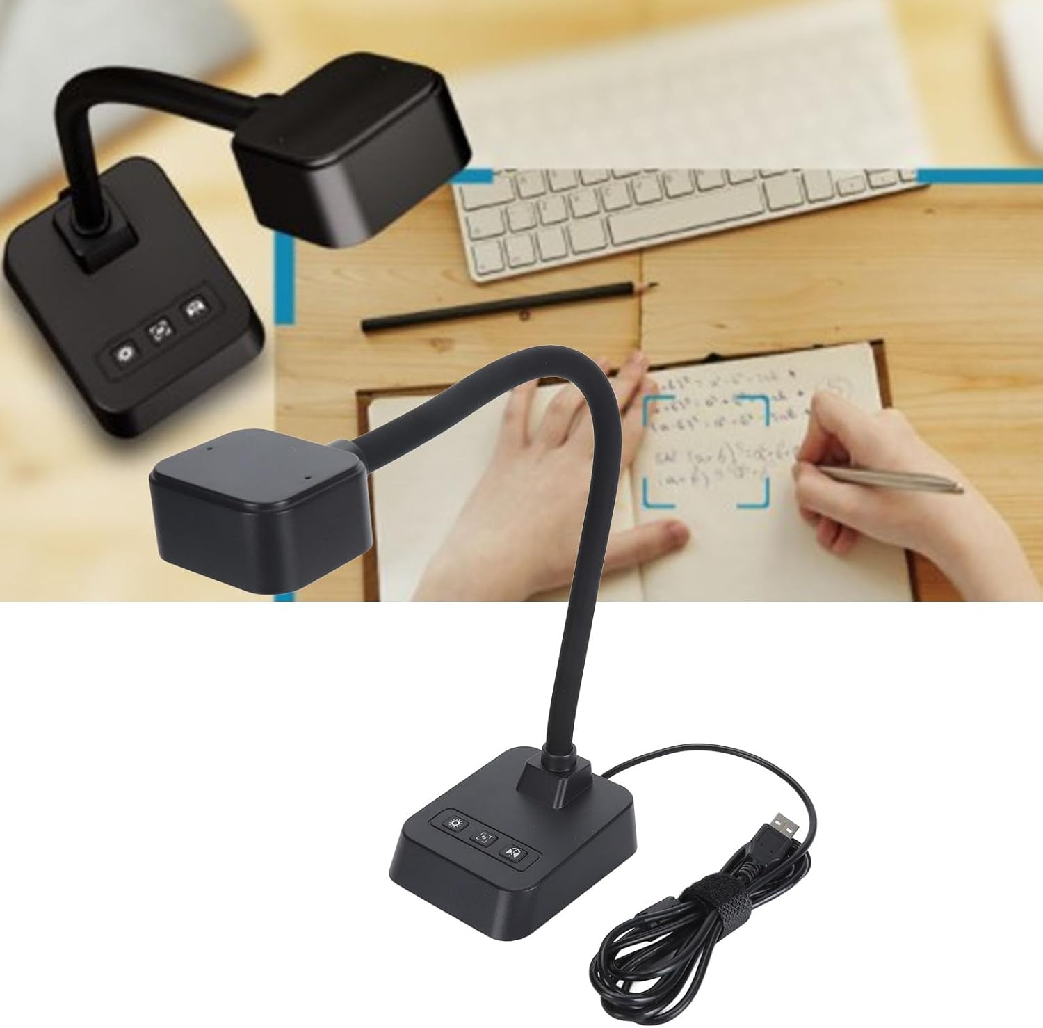 4K USB Document Camera, Adjustable Image Inversion and Image Brightness, Foldable 30Fps Doc Camera, Plug & Play, Dual Mic, for Web Conferencing, Live Demo, Compatible OS & image number 3