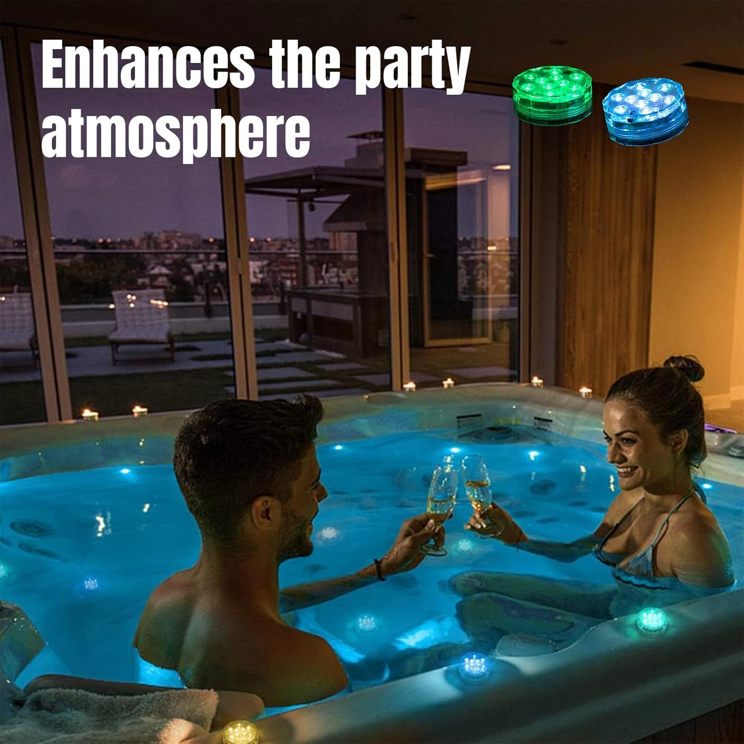 Lyvixora Pool Light, Hot Tub Lights, Submersible LED Lights Remote Control Battery Powered, RGB Multi Color Changing Waterproof Light for Vase Base, Spa, Aquarium, Pond, Hot Tub, Decoration, Party image number 4