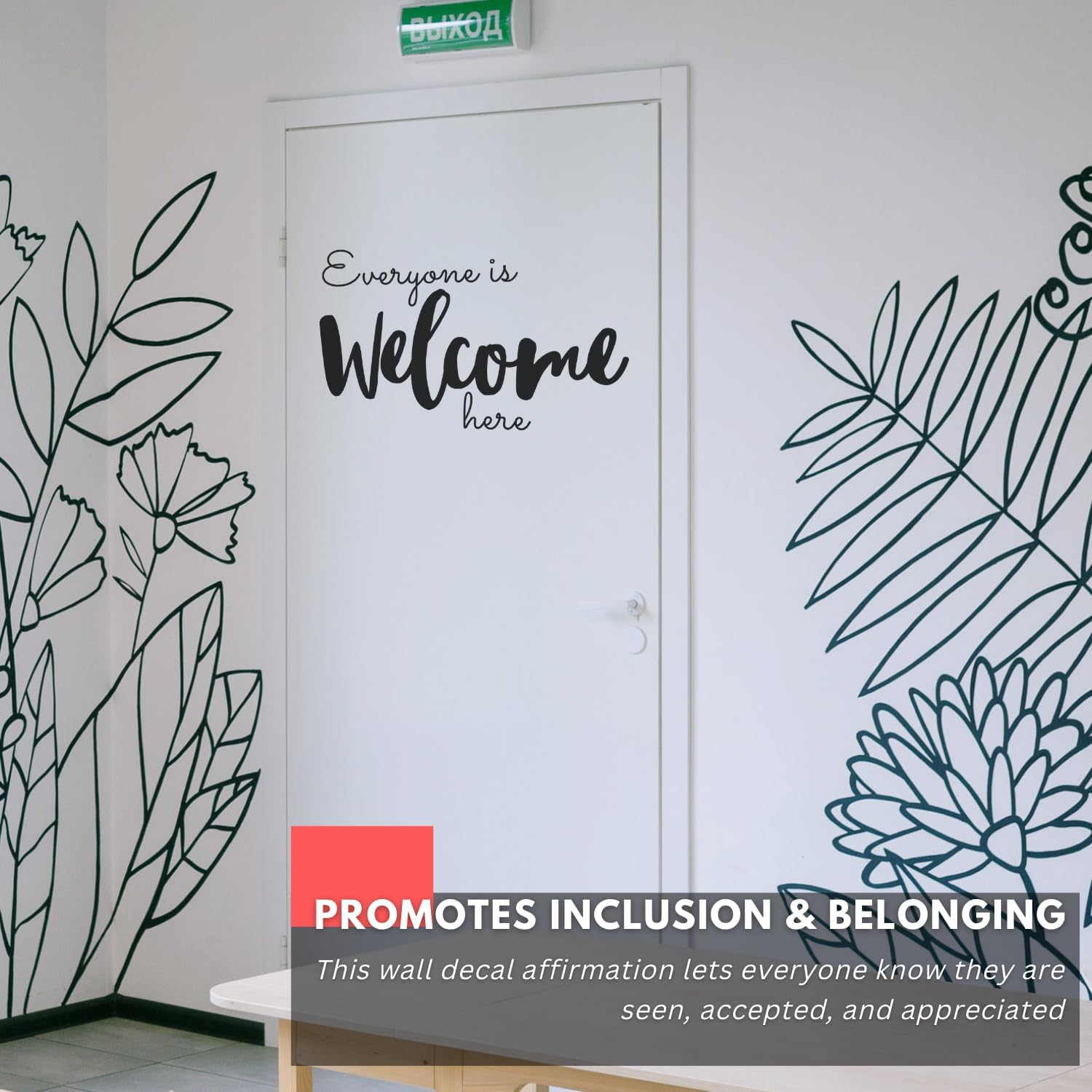 My Vinyl Story - Everyone Is Welcome Here - Welcoming Inspirational Wall Decal Sticker Quote Art Decor Saying for Home Office Classroom Daycare Positive, Removable (Black, 22X14 Inches) image number 5