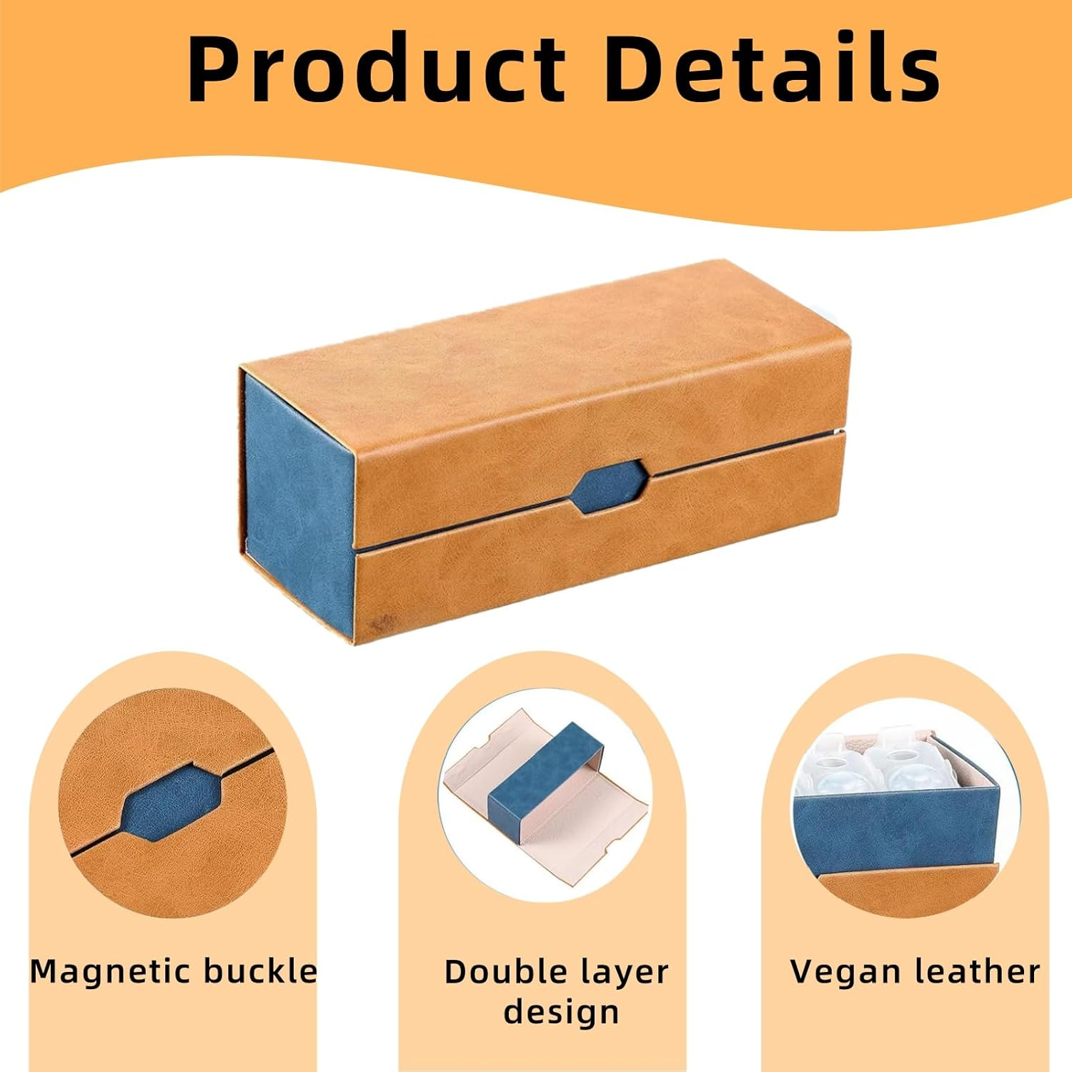 Reignsword 2 in 1 Contact Lens Case and Glasses Case, Double Sided Portable Contact Lenses Travel Cases, Sunglasses Holder for Men & Women, Contacts Lens Box Fit 30 Lenses (Brown) - Brown image number 2