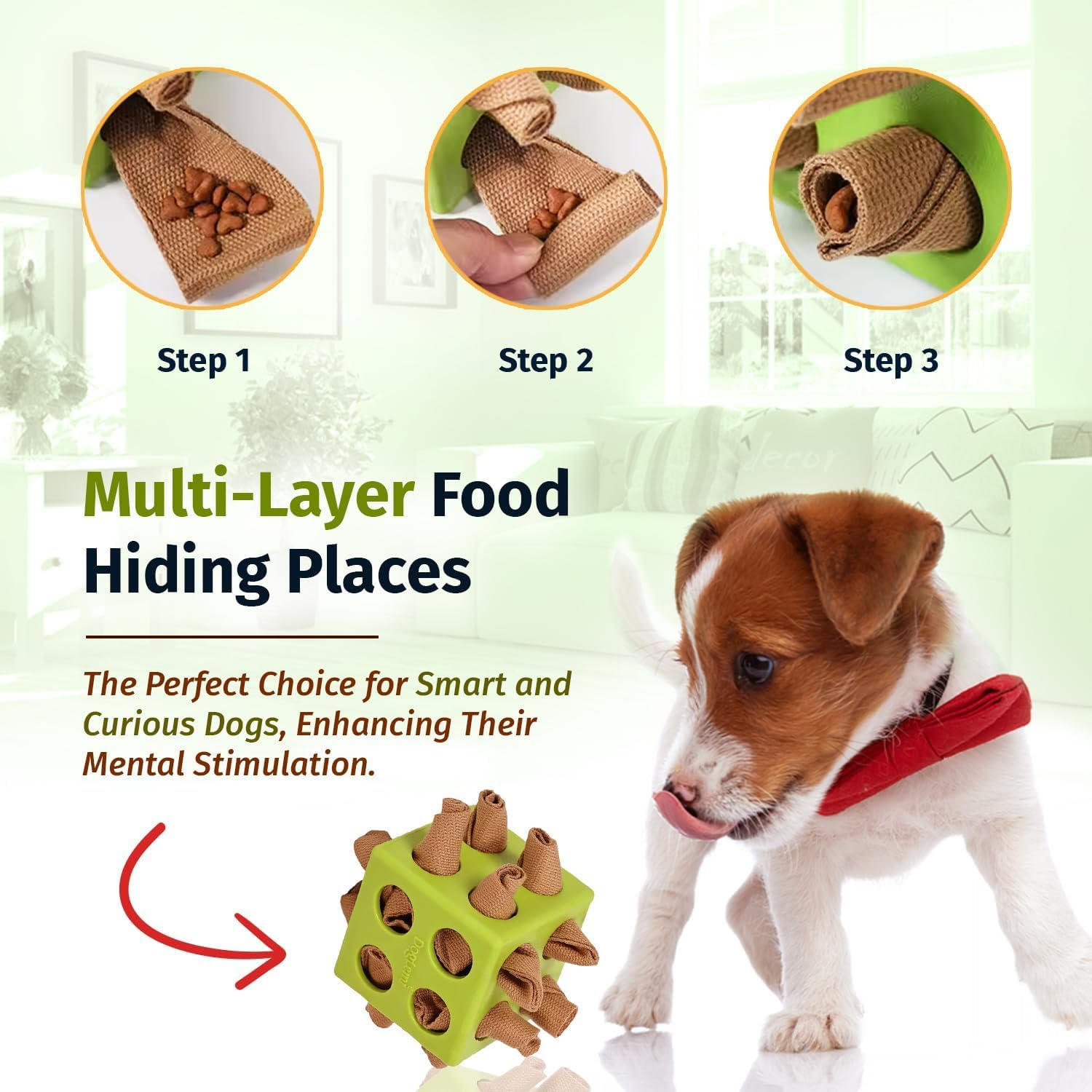 Interactive Dog Puzzle Toy, Snuffle Cube for Dogs Encourages Stimulation & Foraging Skills - Treat-Hiding Rope for Aggressive Chewers, Slow Feeder Training for Small, Medium, Large Dogs (Yellow) image number 5