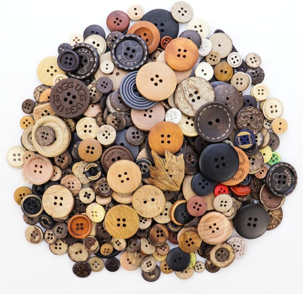 600 Pcs Assorted Sizes Wooden Buttons Mixed Colors Coconut Shell Wood Handmade Ornament Buttons for Sewing Decorations DIY Arts and Crafts Manual Button Painting image number 5